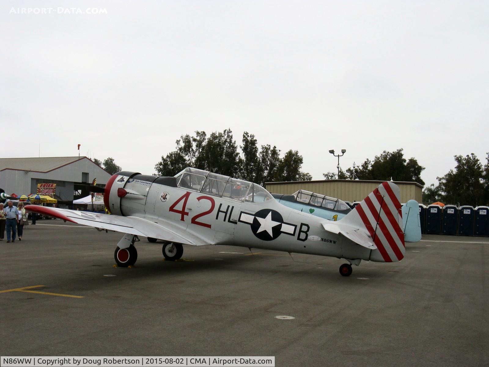 N86WW, 1956 North American SNJ-4 Texan C/N 88-12291, 1956 North American SNJ-4 'SUGARFOOT'. P&W R-1340 AN-1 Wasp radial 600 Hp, of the Condor Squadron