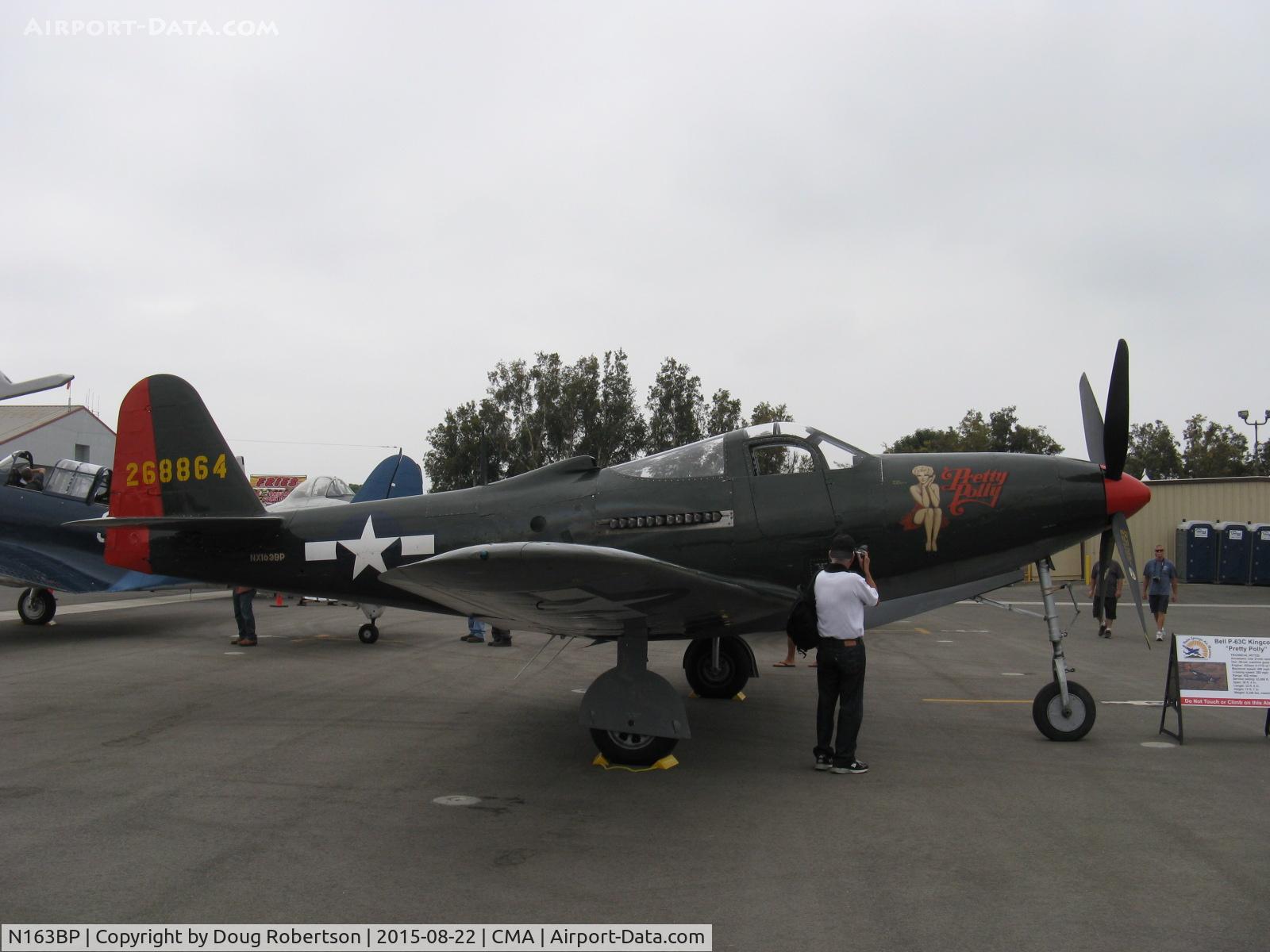 N163BP, 1945 Bell P-63C Kingcobra C/N 091263RP, 1945 Bell P-63C KINGCOBRA 'Pretty Polly', Allison V-1710 1,325 Hp mid engine long drive shaft, 4 blade prop, retractable tri-gear. Laminar-flow wing. Very RARE! Restoration-Bob Pond. Experimental class warbird.