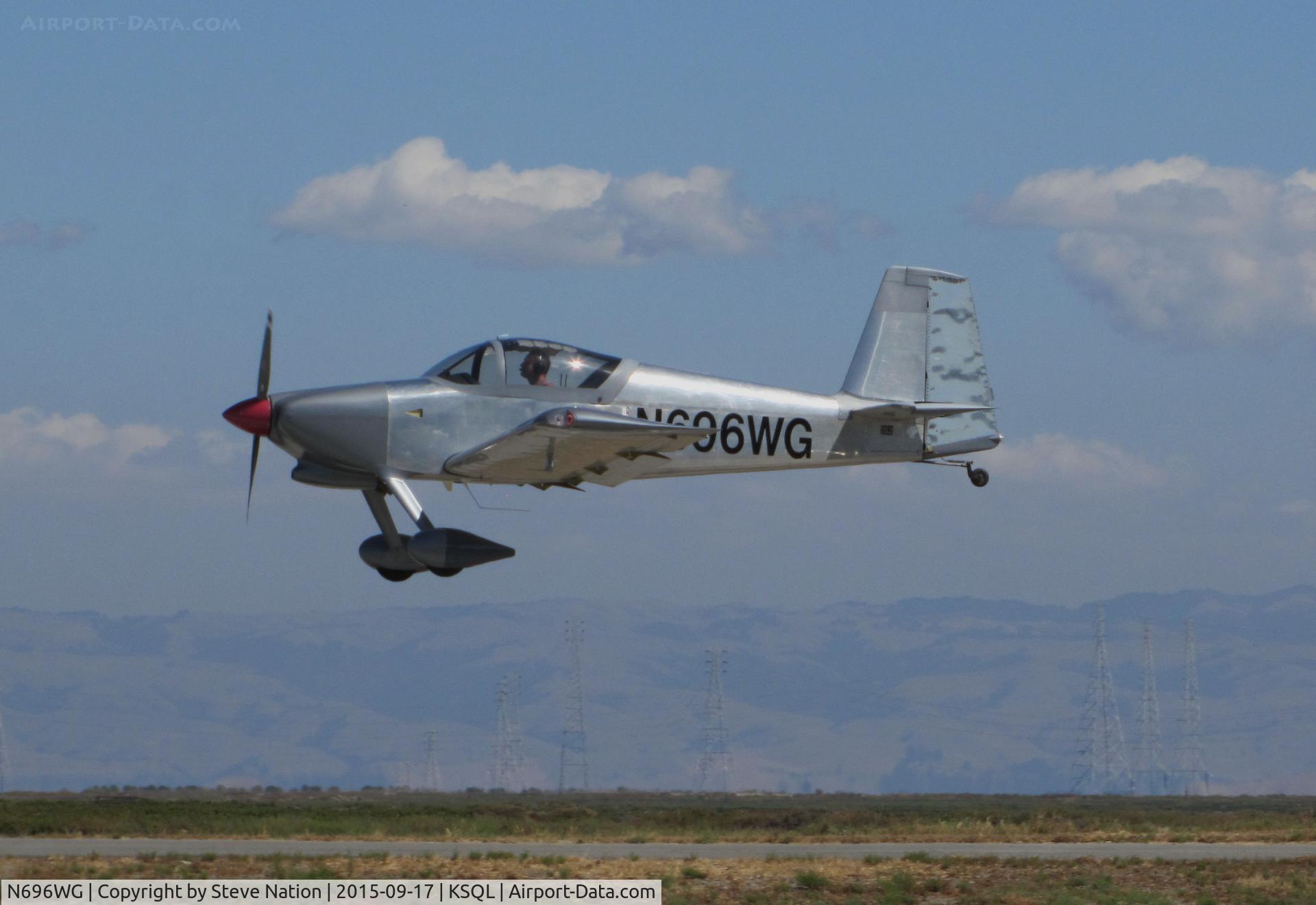 N696WG, 2006 Vans RV-9 C/N 90842, Locally-Based 2006 VANS RV-9 homebuilt over the threshold @ San Carlos Municipal Airport, CA