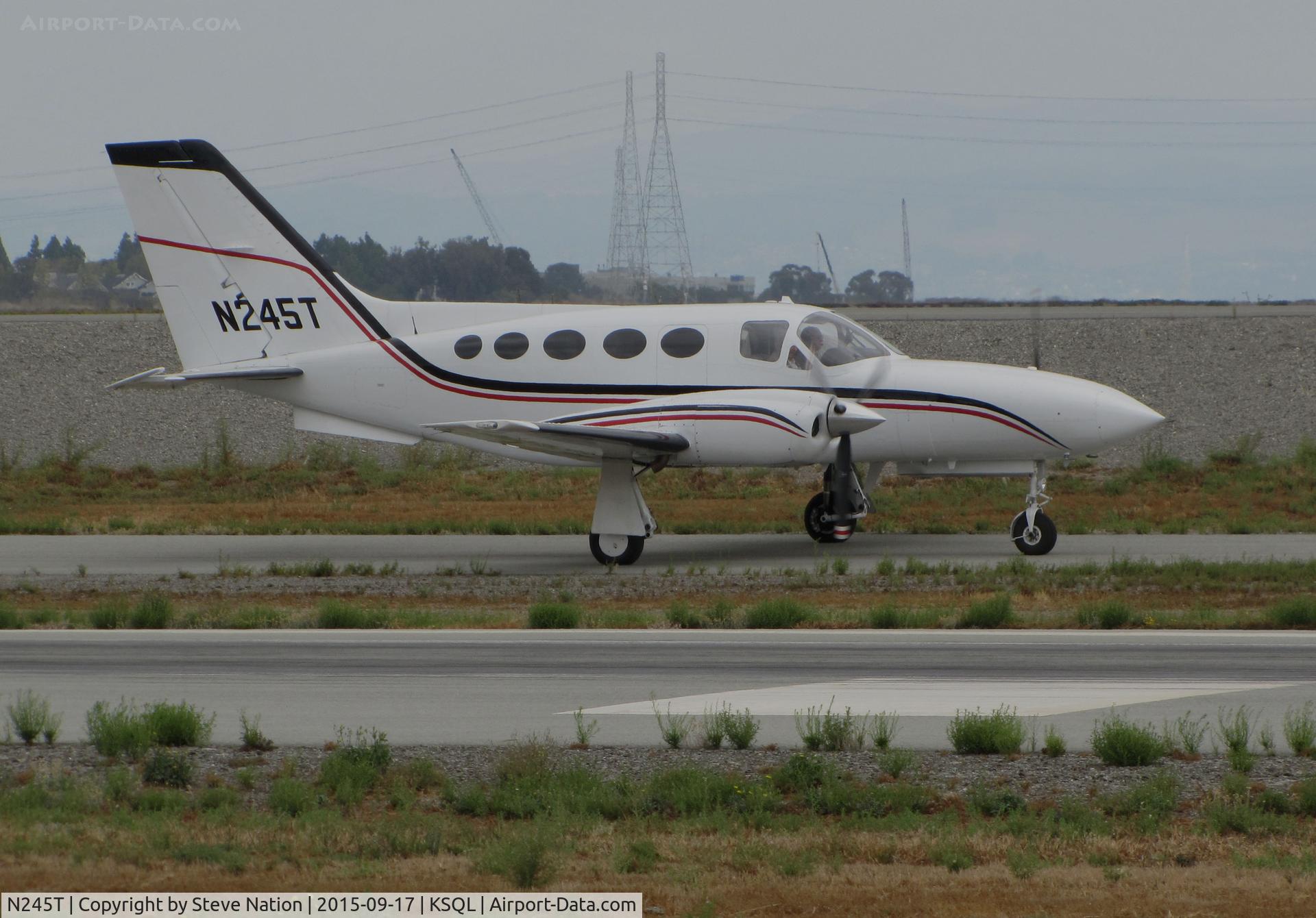 N245T, 1981 Cessna 421C Golden Eagle C/N 421C-1104, Oregon-Based 1981 Cessna 421C taxing out for flight to nearby KSJC (San Jose Intl, CA) @ San Carlos Municipal Airport, CA