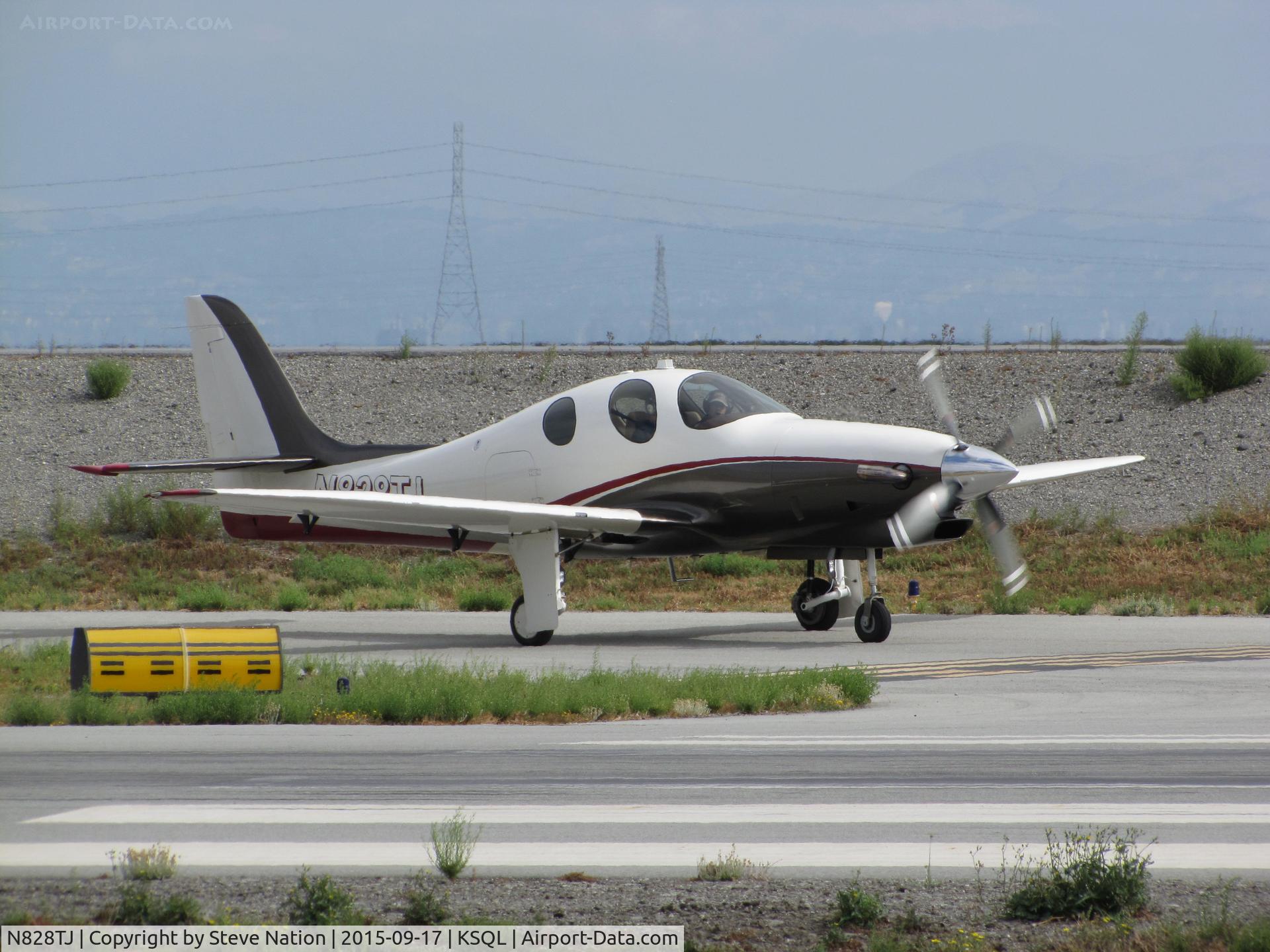 N828TJ, 2012 Lancar Evolution C/N EVO-0042, 2012 Lancair Evolution holding for engine run-up before flight to KLVK (Livermore, CA) @ San Carlos Municipal Airport, CA