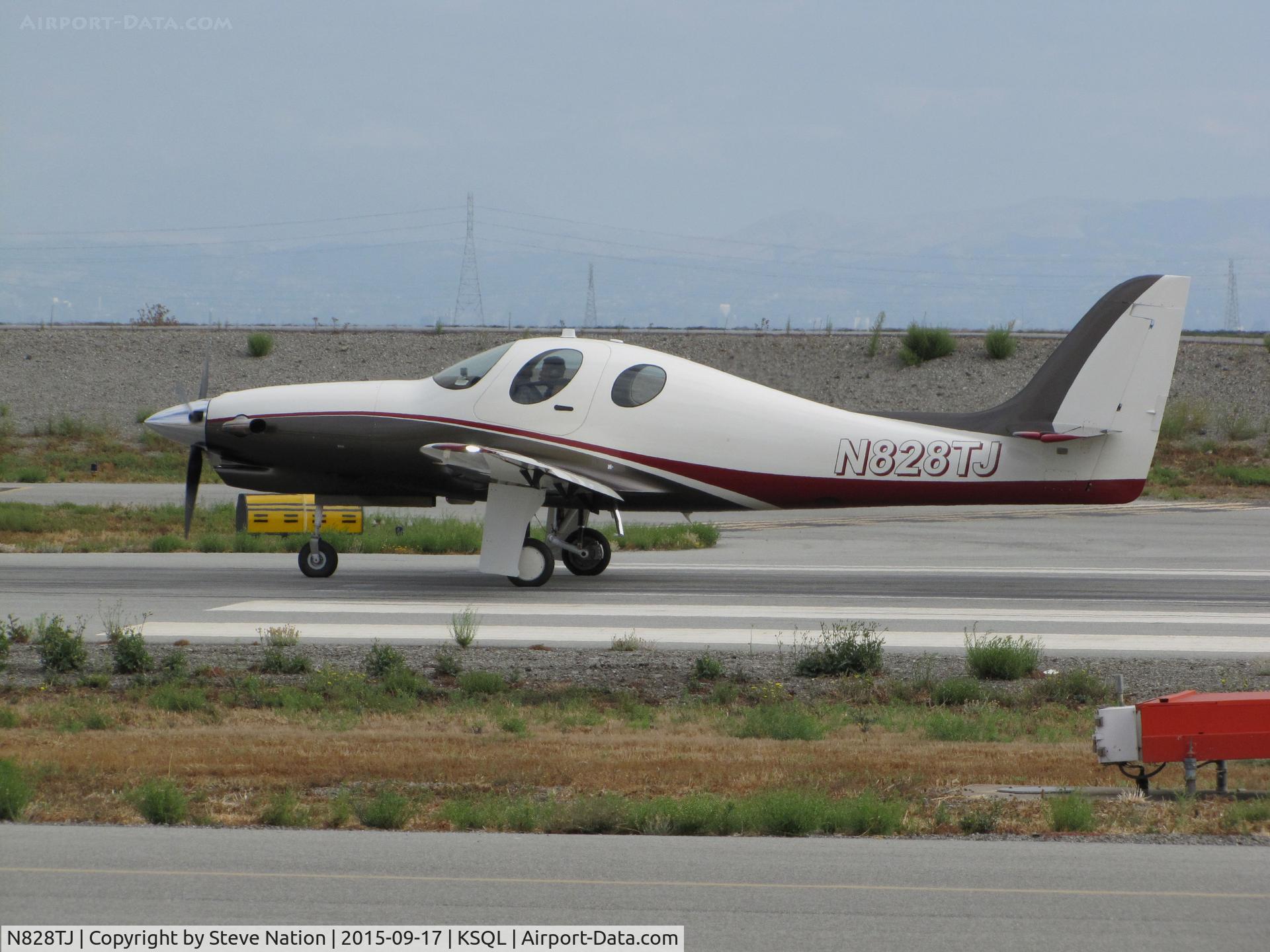 N828TJ, 2012 Lancar Evolution C/N EVO-0042, 2012 Lancair Evolution rolling for takeoff for KLVK (Livermore, CA) @ San Carlos Municipal Airport, CA