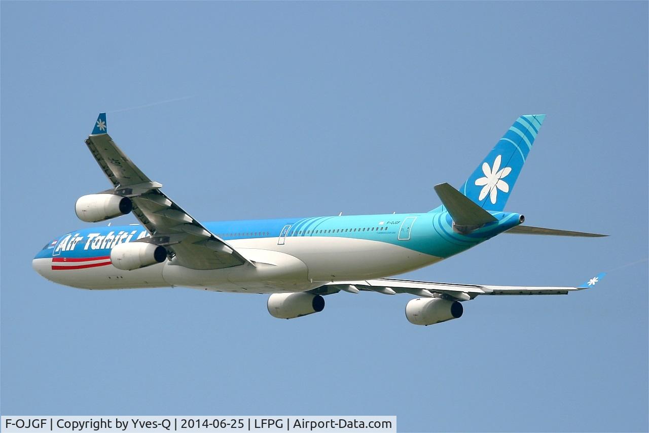F-OJGF, 2001 Airbus A340-313 C/N 385, Airbus A340-313, Take off rwy 27L, Roissy Charles De Gaulle airport (LFPG-CDG)