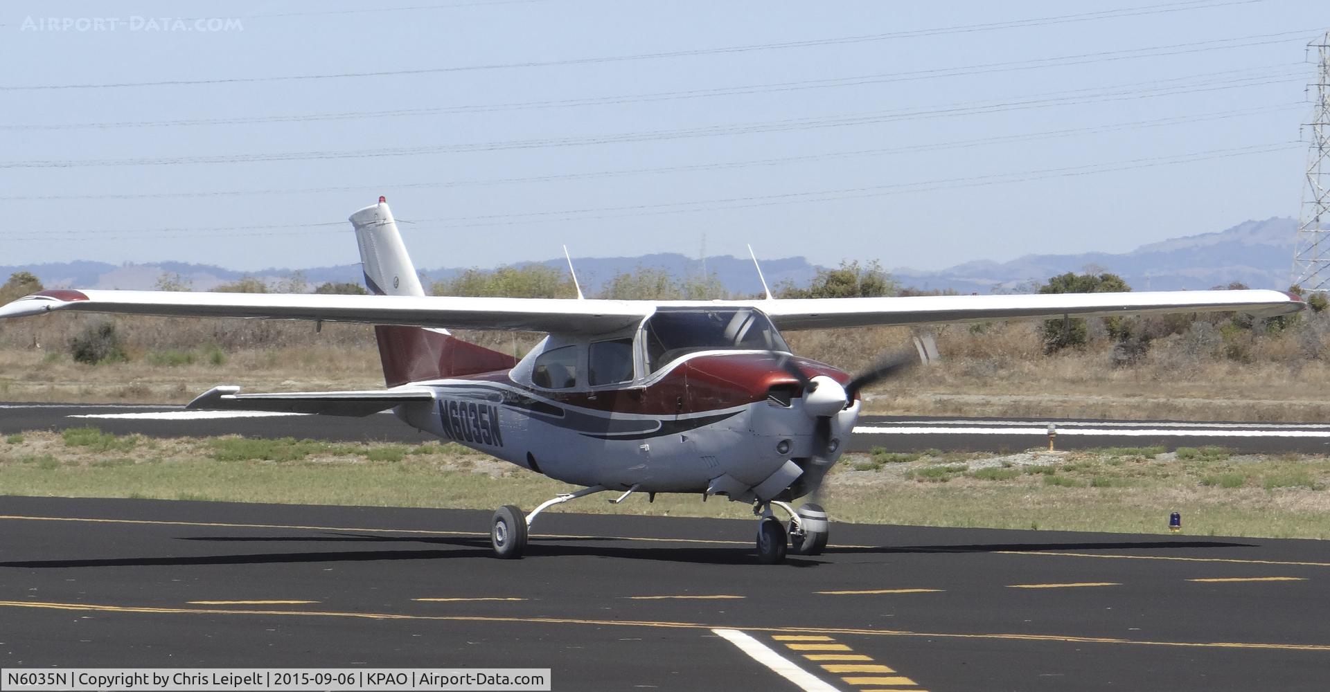 N6035N, 1978 Cessna 210M Centurion C/N 21062903, Locally-based 1978 Cessna 210M taxing to run-up area for takeoff at Palo Alto Airport, Palo Alto, CA.