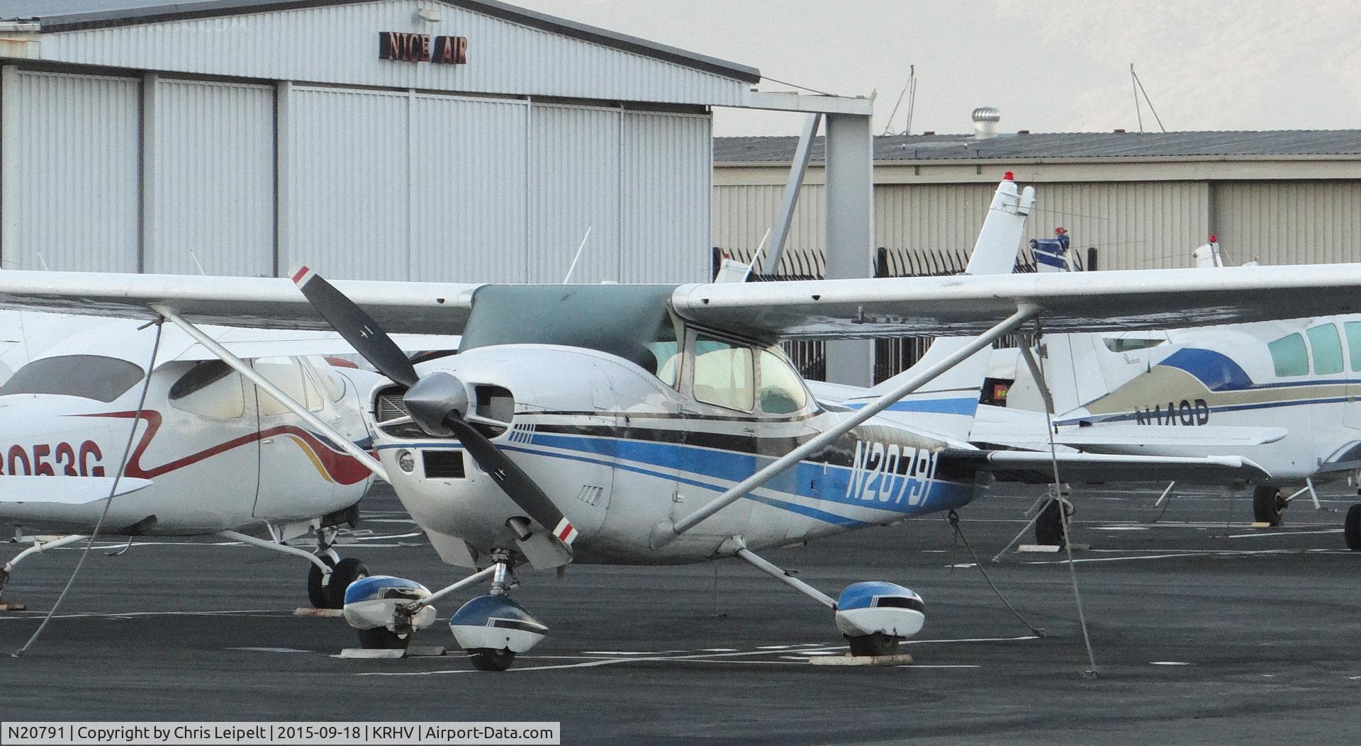 N20791, 1972 Cessna 182P Skylane C/N 18261207, Locally-based 1972 Cessna 182P sitting on the Squadron 2 ramp at Reid Hillview Airport, San Jose, CA.