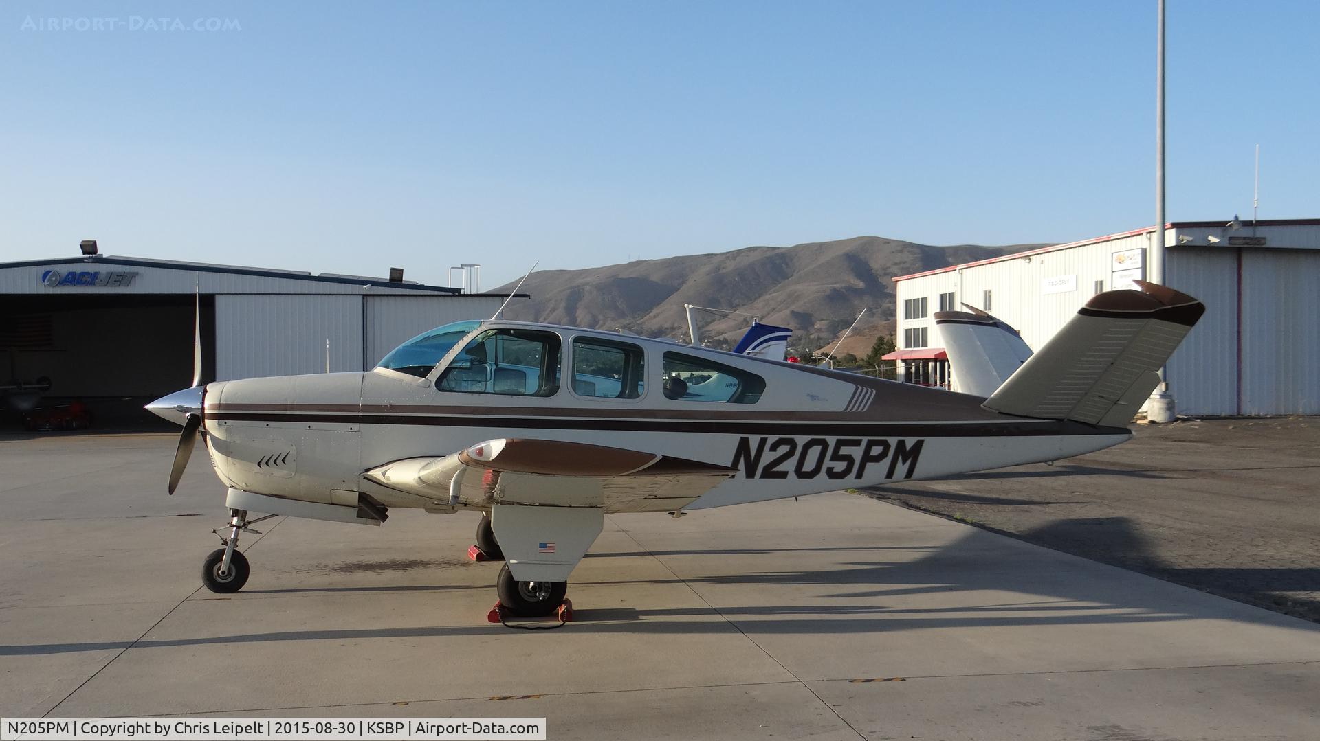 N205PM, 1964 Beech S35 Bonanza C/N D-7599, Locally-based 1964 Beechcraft S35 Bonanza sitting on the ramp at San Luis Obispo Airport, San Luis Obispo, CA.