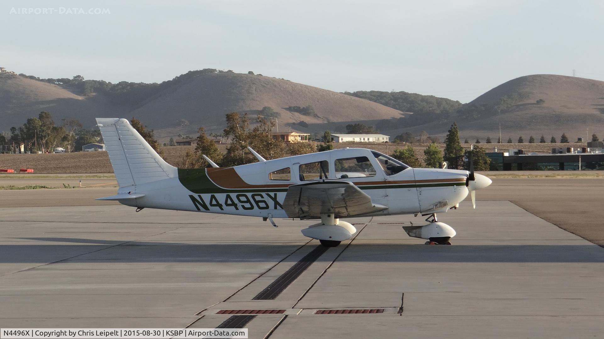 N4496X, 1975 Piper PA-28-181 C/N 28-7690022, San Diego-based 1975 Piper PA-28-181 sitting on the ramp at San Luis Obispo Airport, San Luis Obispo, CA.