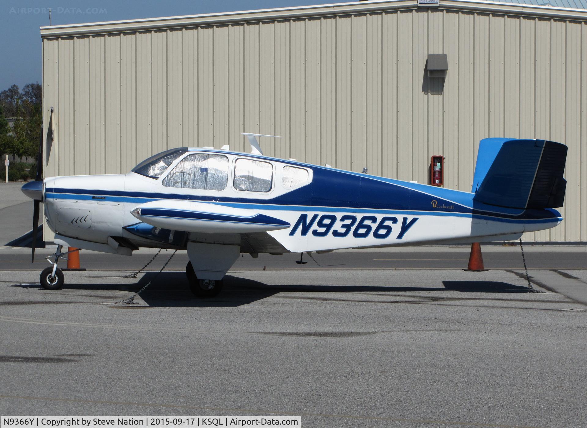N9366Y, 1960 Beech M35 Bonanza C/N D-6509, What a difference two hours make ... visiting 1960 Beech M35 Bonanza enjoying full sun @ San Carlos Airport, CA
