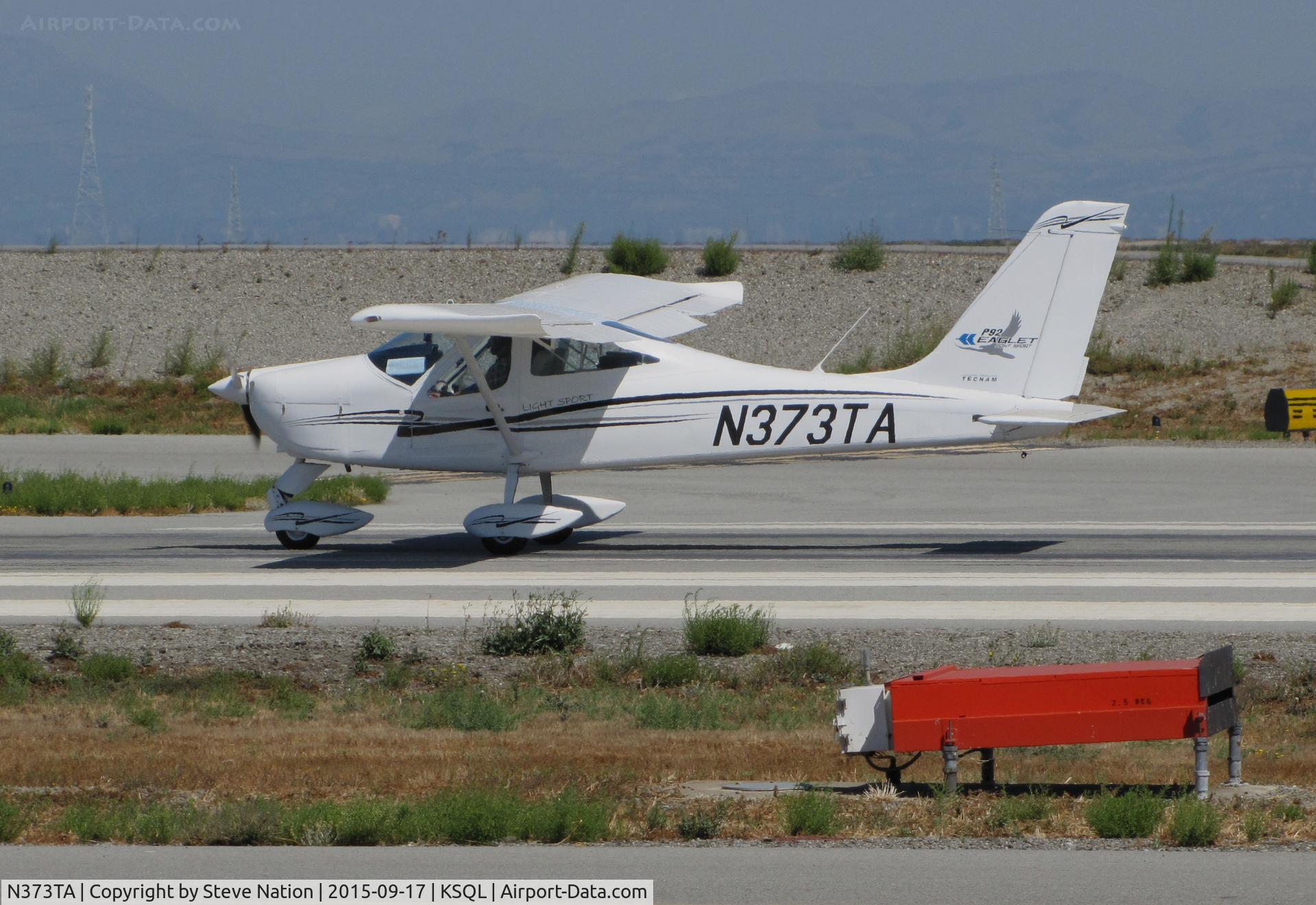 N373TA, Tecnam P-92 Eaglet C/N 1317, Locally-based 2010 Tecnam P-92 Eaglet taking off @ San Carlos Airport, CA