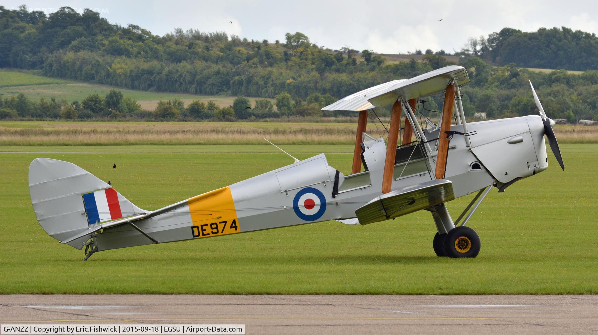 G-ANZZ, 1944 De Havilland DH-82A Tiger Moth II C/N 85834, x. G-ANZZ - 'The Bishop' on the eve of The Battle of Britain (75th.) Anniversary Air Show, Sept. 2015.