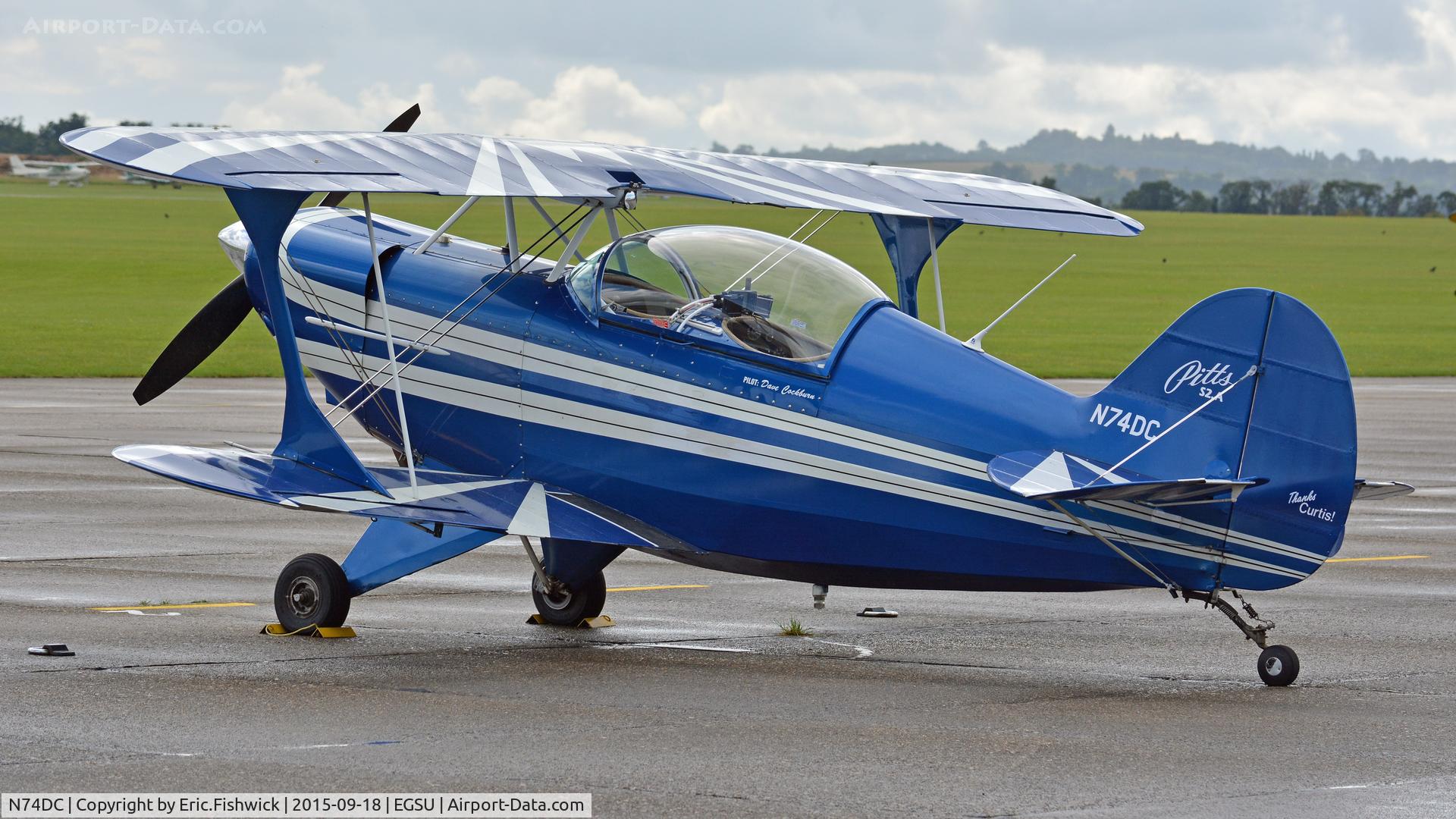 N74DC, 1980 Aerotek Pitts S-2A Special C/N 2228, 1. N74DC on the eve of The Battle of Britain (75th.) Anniversary Air Show, Sept. 2015.