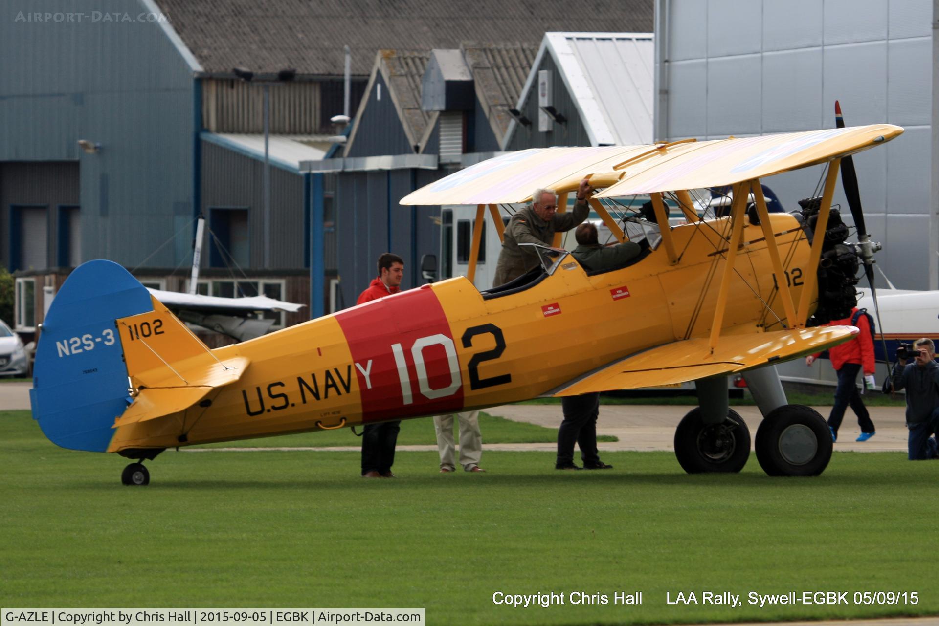 G-AZLE, 1940 Boeing E-75 C/N 75-8543, at the LAA Rally 2015, Sywell