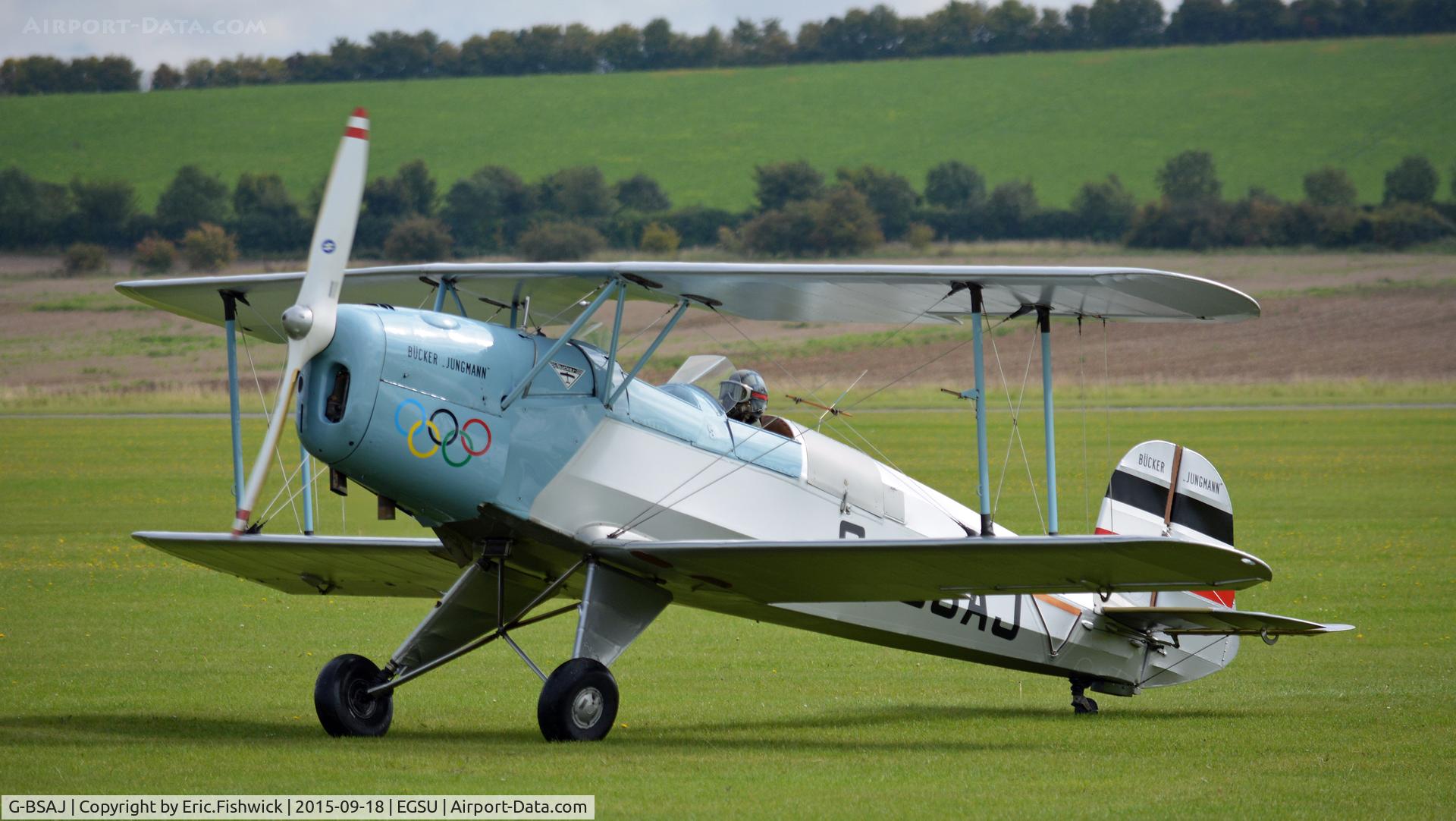 G-BSAJ, 1954 CASA 1-131E Jungmann C/N 2209, 3. G-BSAJ on the eve of The Battle of Britain (75th.) Anniversary Air Show, Sept. 2015.
