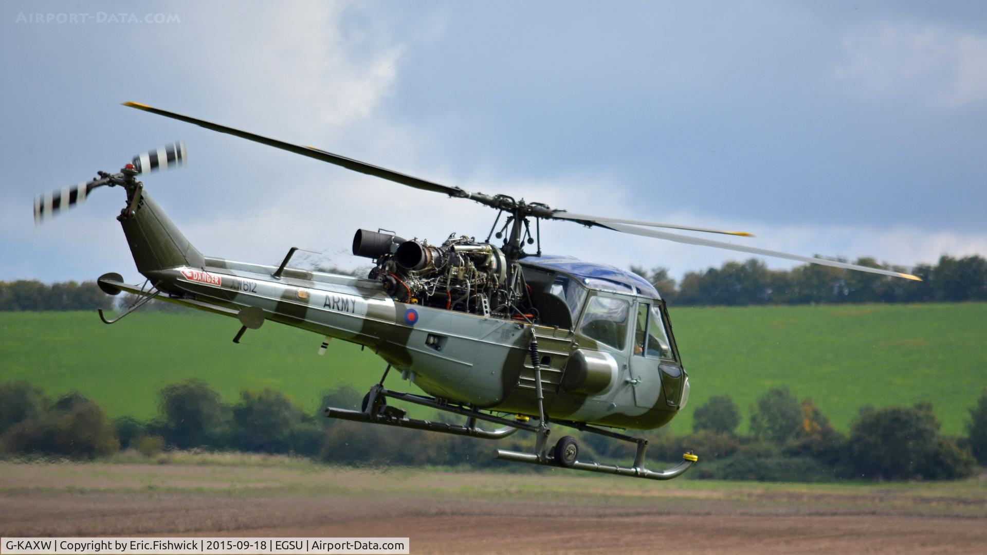 G-KAXW, 1970 Westland Scout AH.1 C/N F9740, 42. G-KAXW on the eve of The Battle of Britain (75th.) Anniversary Air Show, Sept. 2015.
