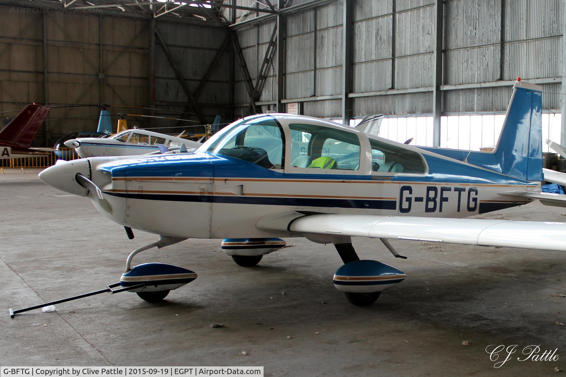 G-BFTG, 1978 Grumman American AA-5B Tiger C/N AA5B-0777, Hangared at Perth (Scone) airfield EGPT