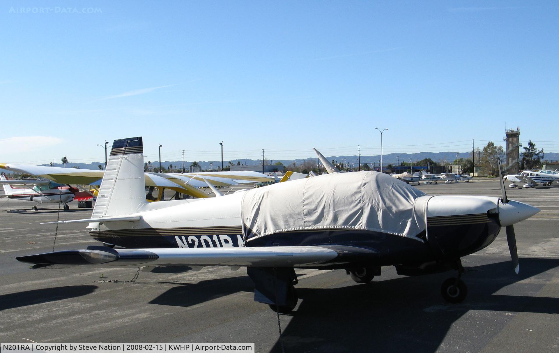 N201RA, 1982 Mooney M20J 201 C/N 24-1319, Locally-based 1982 Mooney M20J with cockpit cover @ Whiteman Airport, Pacoima, CA
