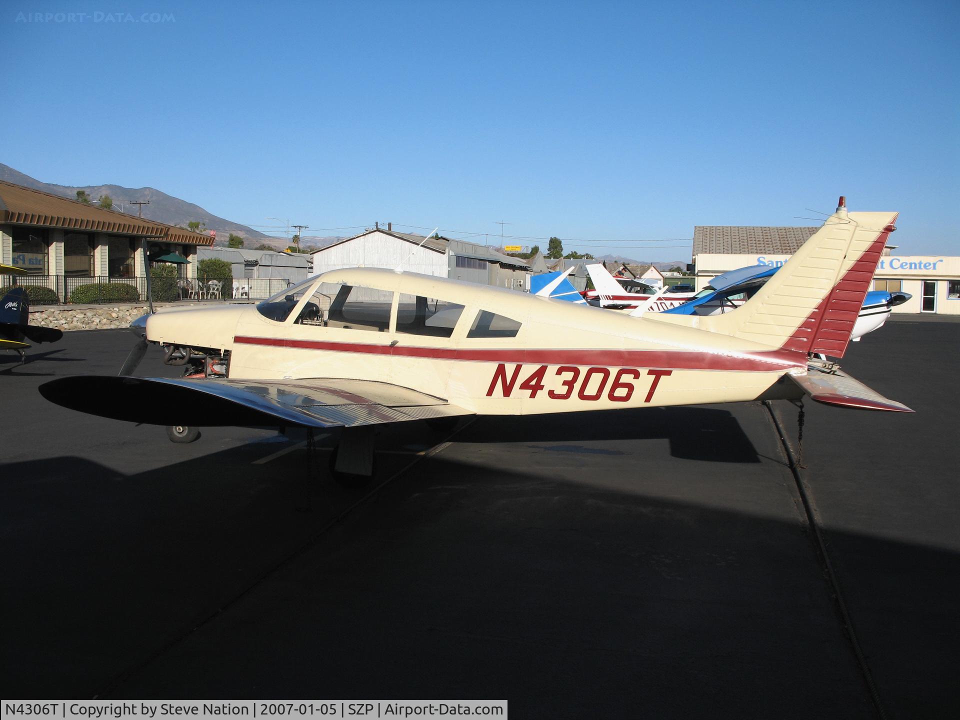 N4306T, 1971 Piper PA-28R-200 Cherokee Arrow C/N 28R-7235004, Locally-Based 1971 Piper PA-28-200 minus lower cowl panel @ Santa Paula Airport, CA