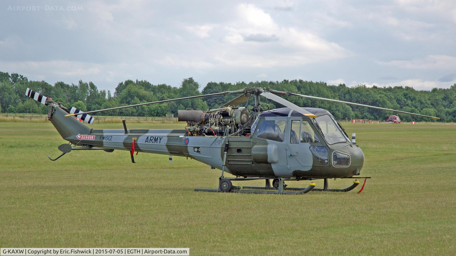 G-KAXW, 1970 Westland Scout AH.1 C/N F9740, 2. XW612 at the Shuttleworth Military Pagent Airshow, July 2015.