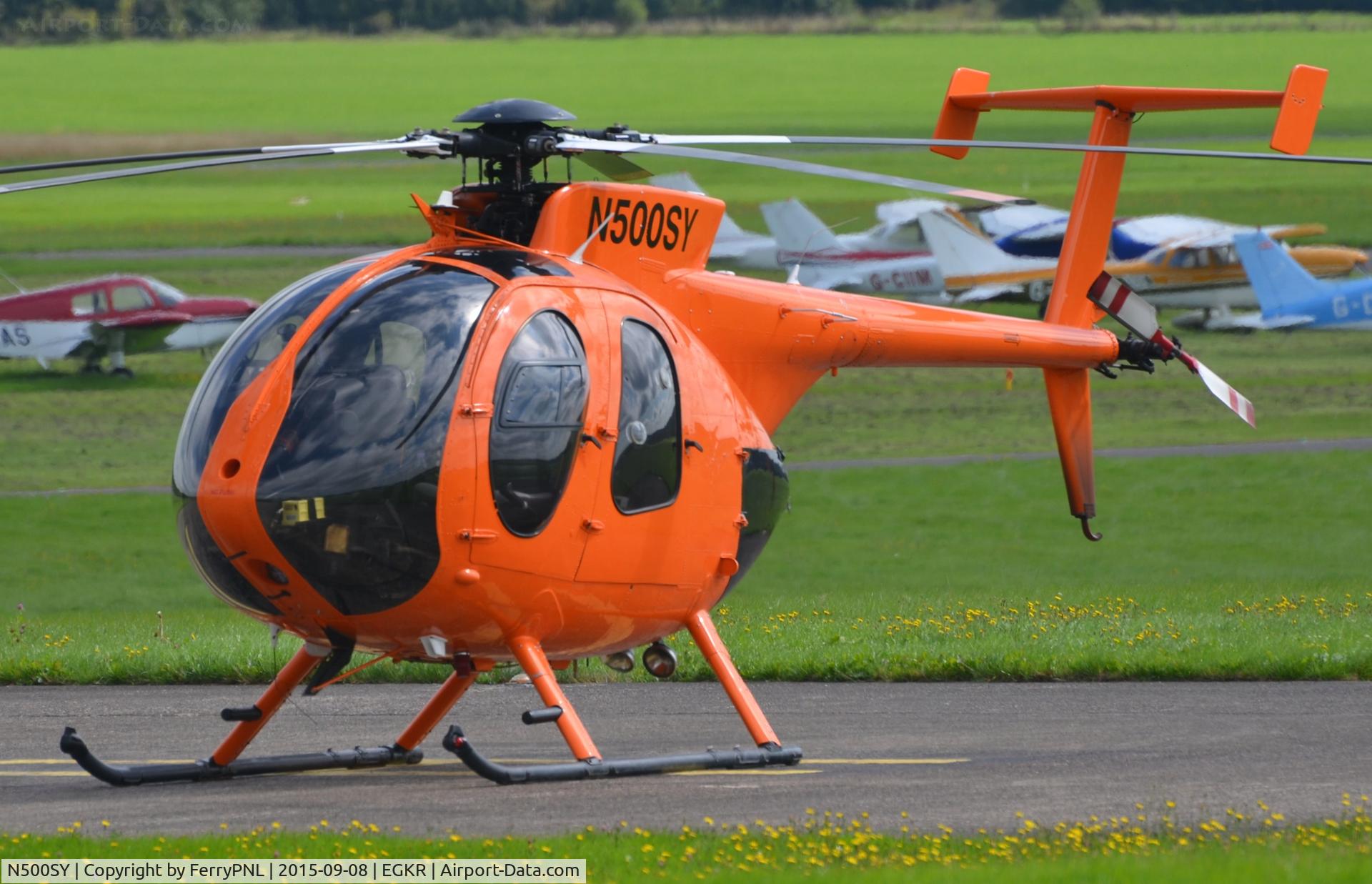 N500SY, 1983 Hughes 369E C/N 0007E,  Bright Hughes 500 in Redhill, UK