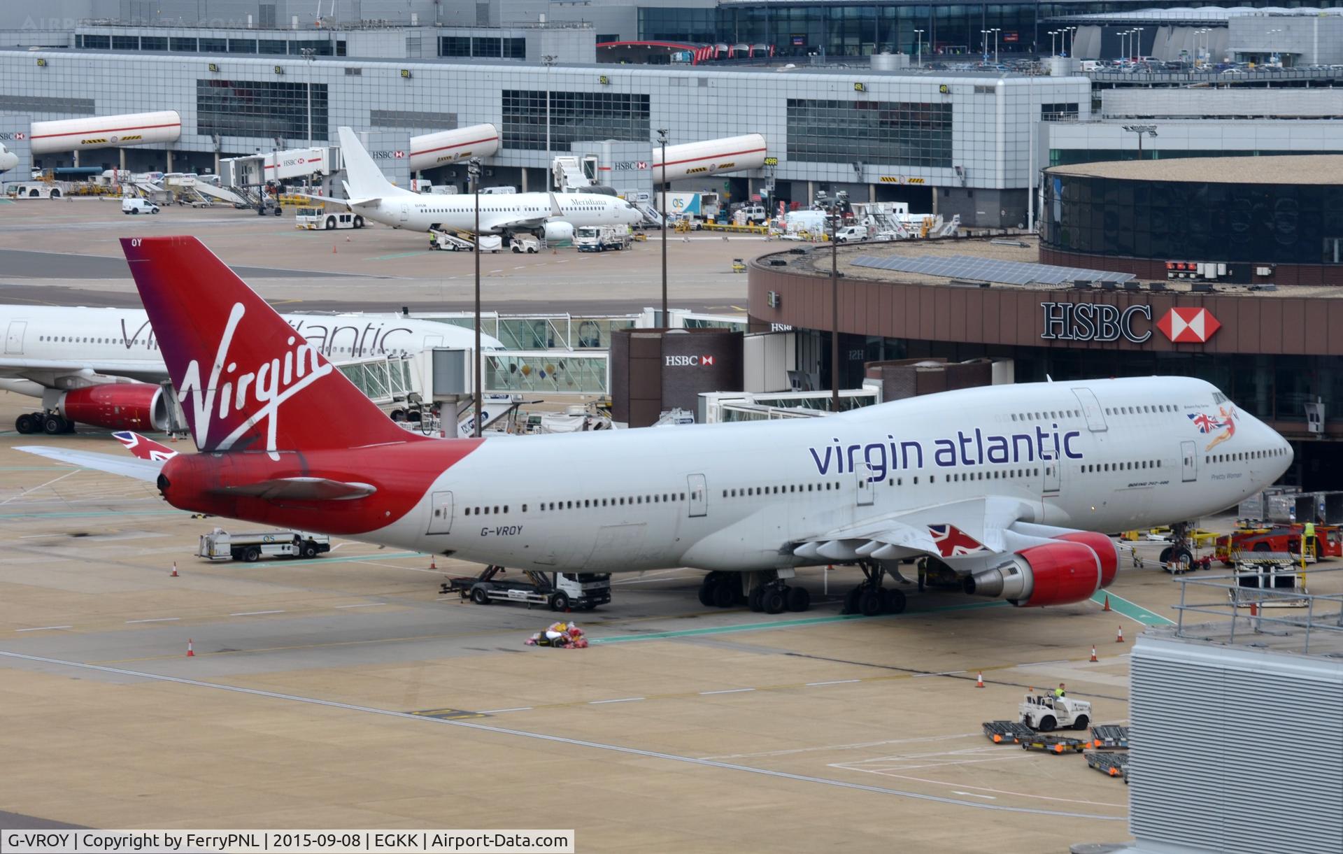G-VROY, 2001 Boeing 747-443 C/N 32340, Virgin B744 at its gate in LGW