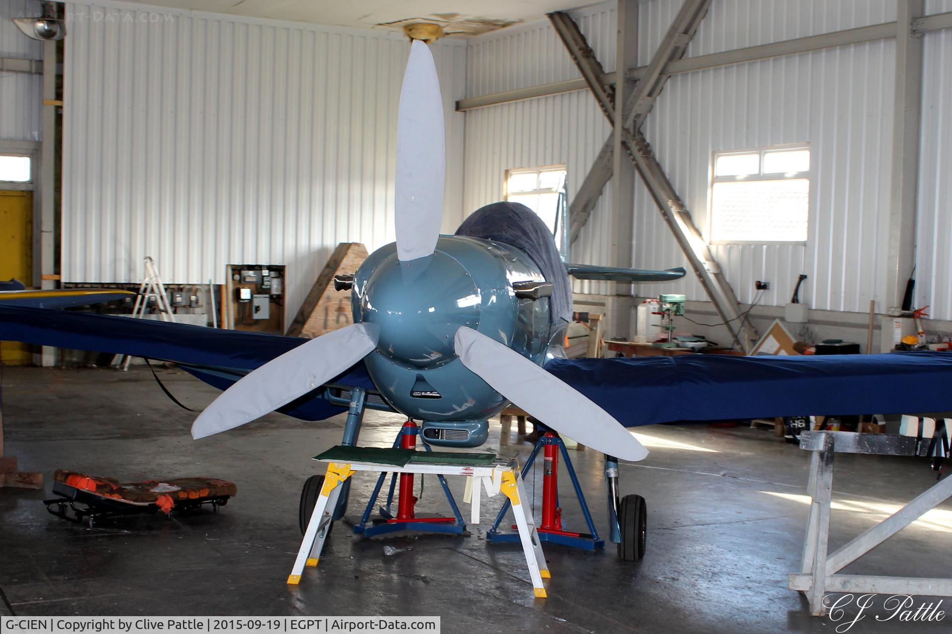 G-CIEN, 2014 Supermarine Aircraft Spitfire Mk.26 C/N PFA 324-14492, Hangared at Perth EGPT