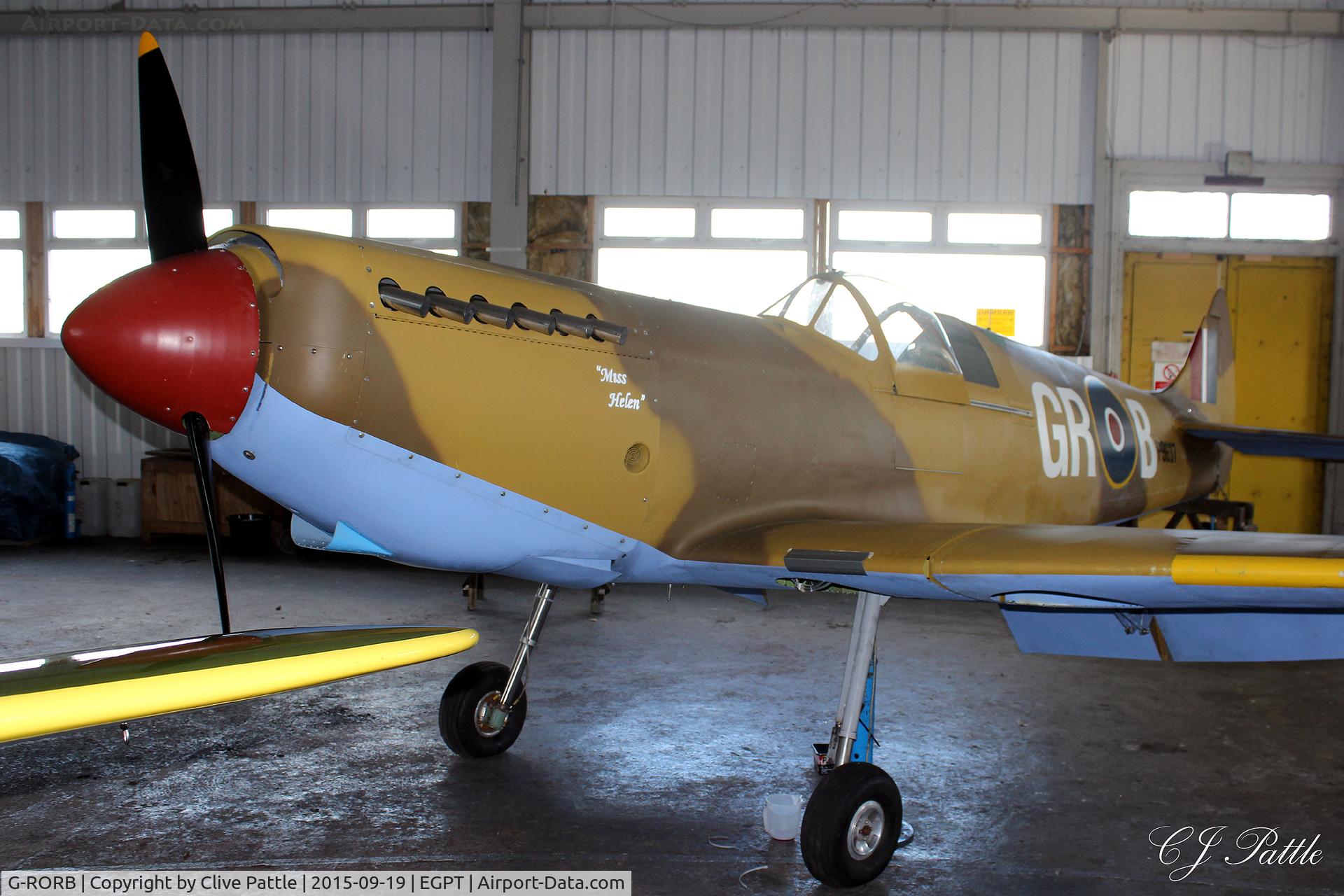 G-RORB, 2013 Supermarine Aircraft Spitfire Mk.26 C/N PFA/324-14745, Hangared at Perth EGPT