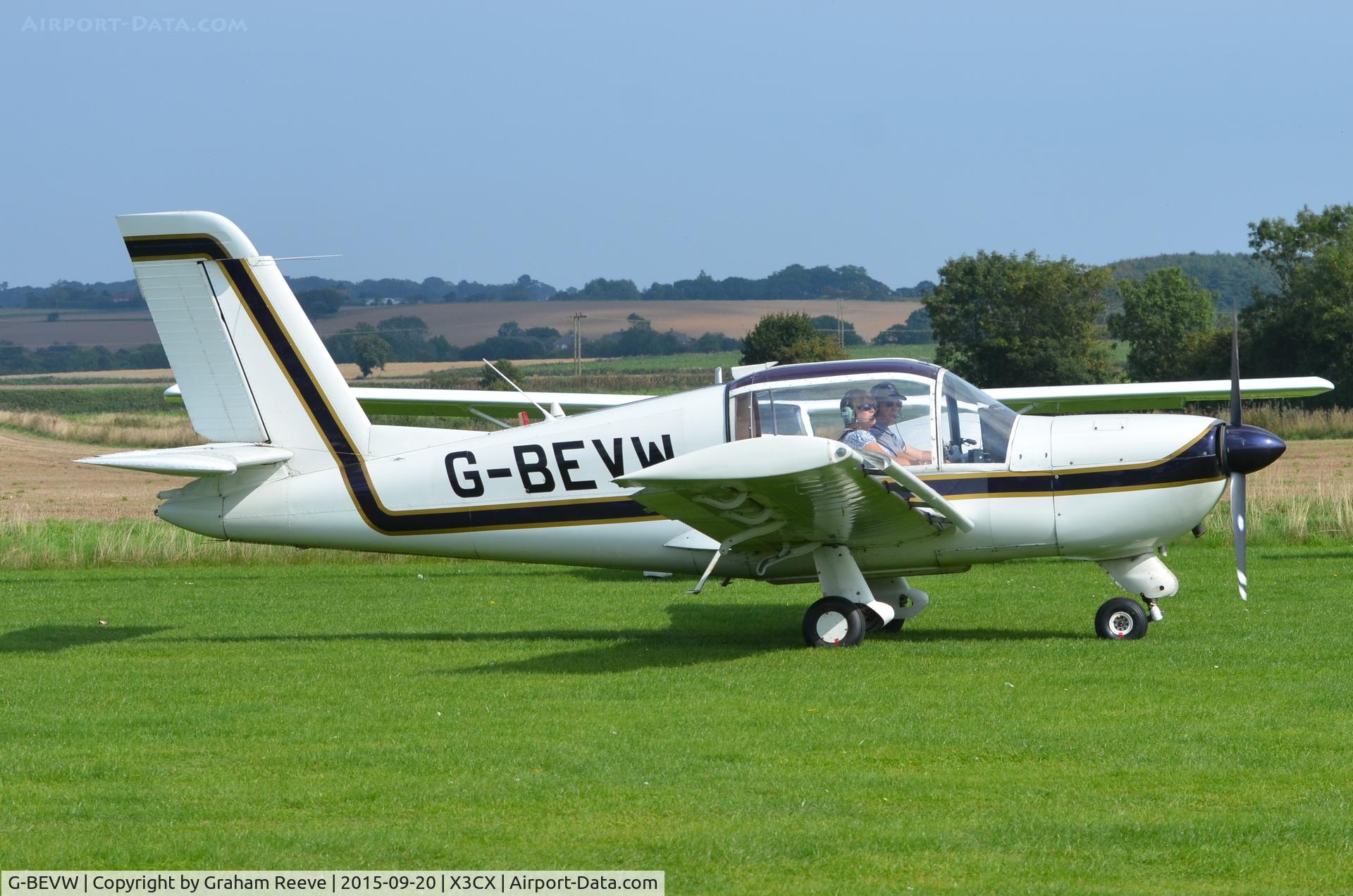 G-BEVW, 1977 Socata Rallye 150ST C/N 2928, Just landed at Northrepps.