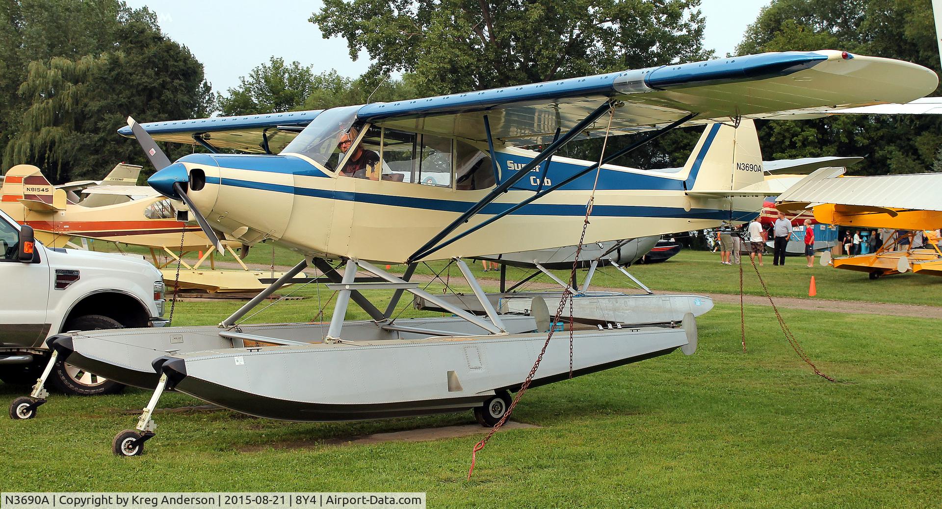 N3690A, Piper PA-18A-150 Super Cub C/N 18-3038, Hog Roast for AOPA Minneapolis Fly-in at Surfside Seaplane Base