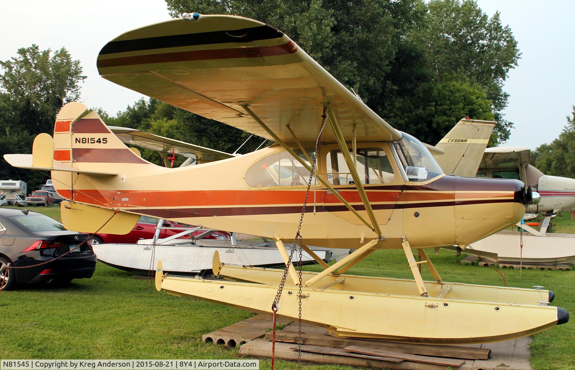 N81545, 1945 Aeronca 7AC Champion C/N 7AC-164, Hog Roast for AOPA Minneapolis Fly-in at Surfside Seaplane Base