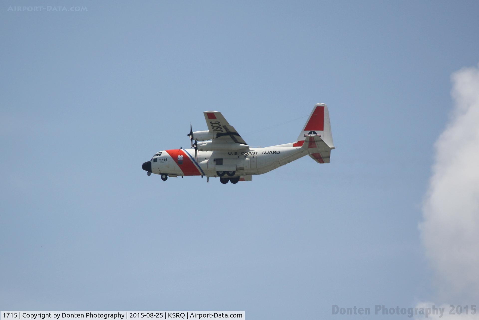 1715, 1985 Lockheed HC-130H Hercules C/N 382-5037, A US Coast Guard HC-130 Hercules (1715) from Air Station Clearwater on approach to Sarasota-Bradenton International Airport