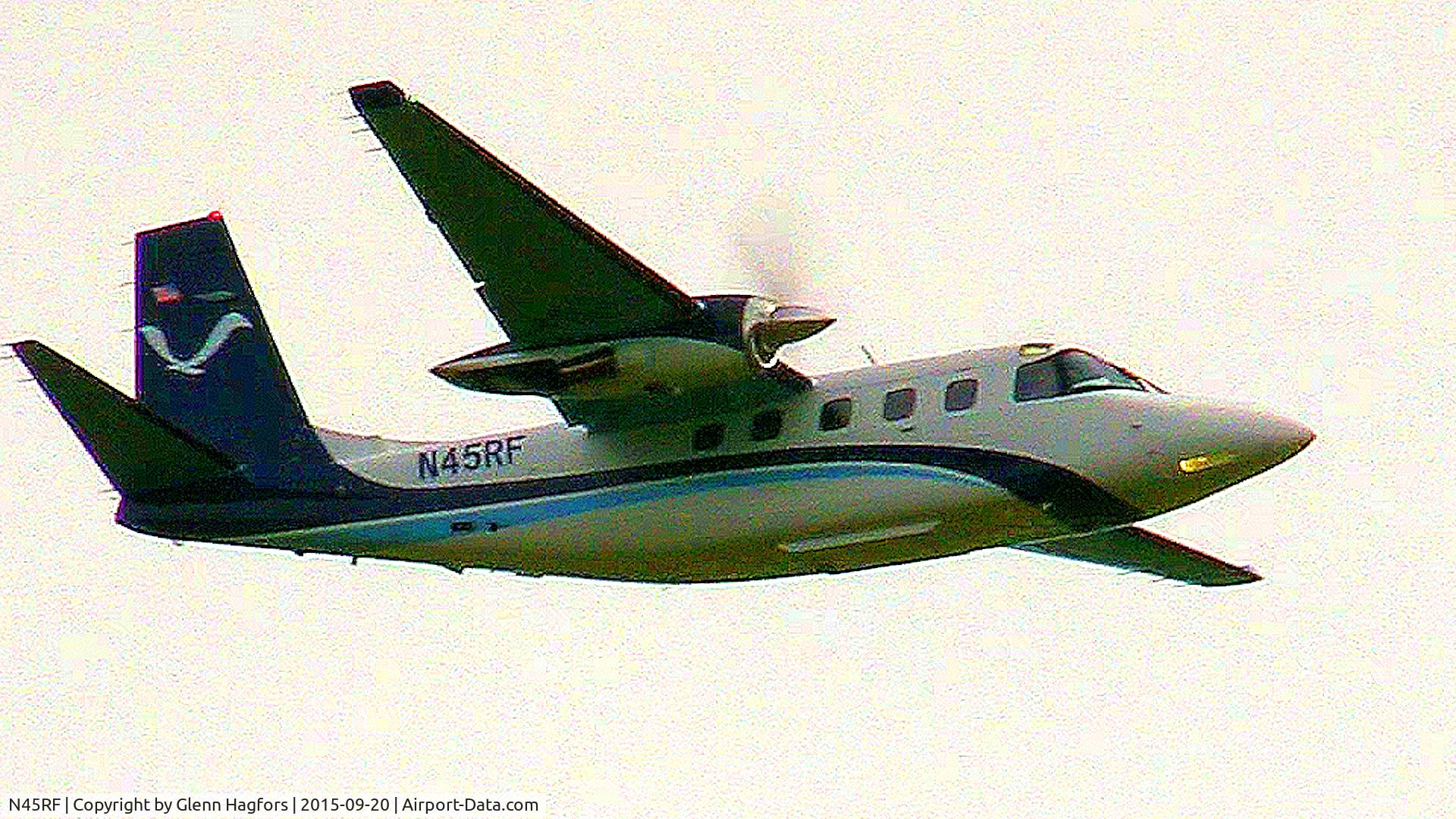 N45RF, 1984 Gulfstream American 695A Jetprop 1000 C/N 96089, NOAA Buzzes Cologne, Minnesota All Morning with N45RF, Sporting a New Paint Job - Sept 20, 2015