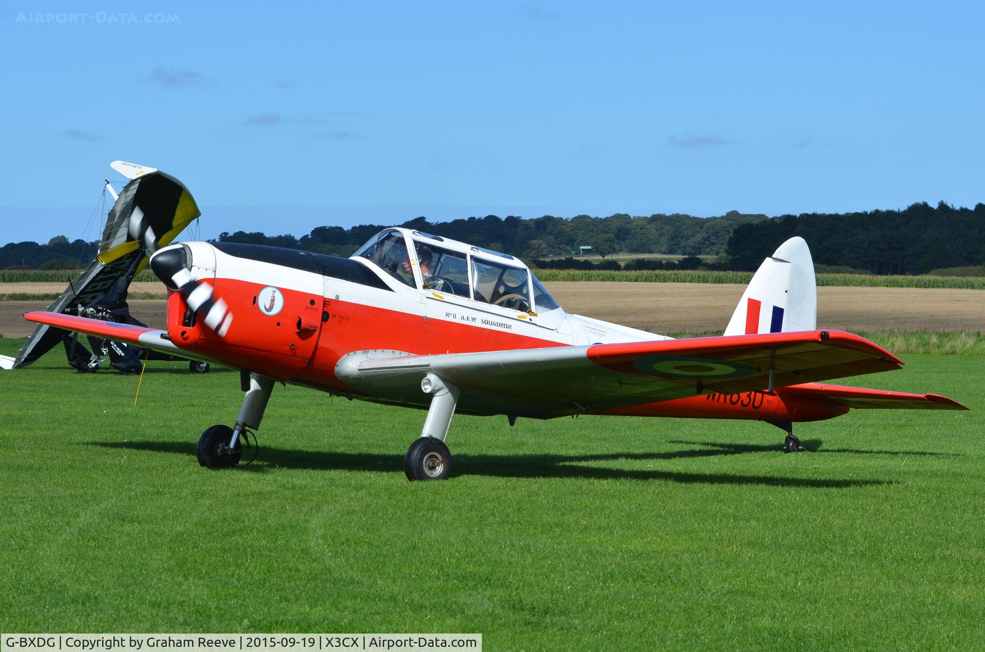 G-BXDG, 1950 De Havilland DHC-1 Chipmunk T.10 C/N C1/0644, Just landed at Northrepps.
