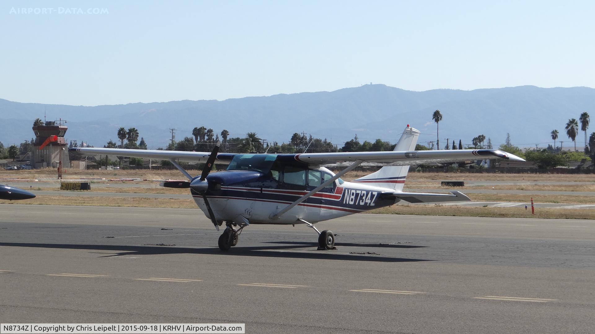 N8734Z, 1968 Cessna P206D Super Skylane C/N P206-0534, Barbour Flood LLC (Napa, CA) 1968 Cessna P206D sitting on the transient ramp at Reid Hillview Airport, San Jose, CA.