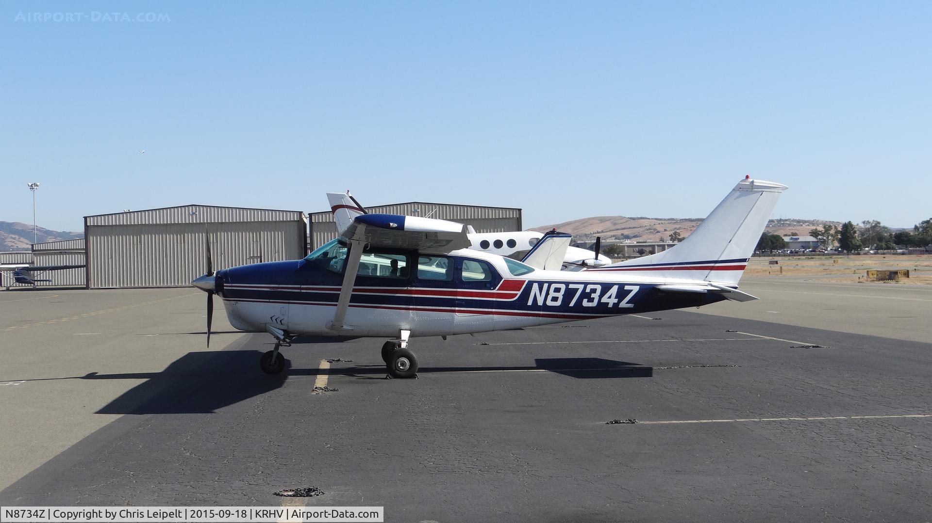 N8734Z, 1968 Cessna P206D Super Skylane C/N P206-0534, Barbour Flood LLC (Napa, CA) 1968 Cessna P206D sitting on the transient ramp at Reid Hillview Airport, San Jose, CA.