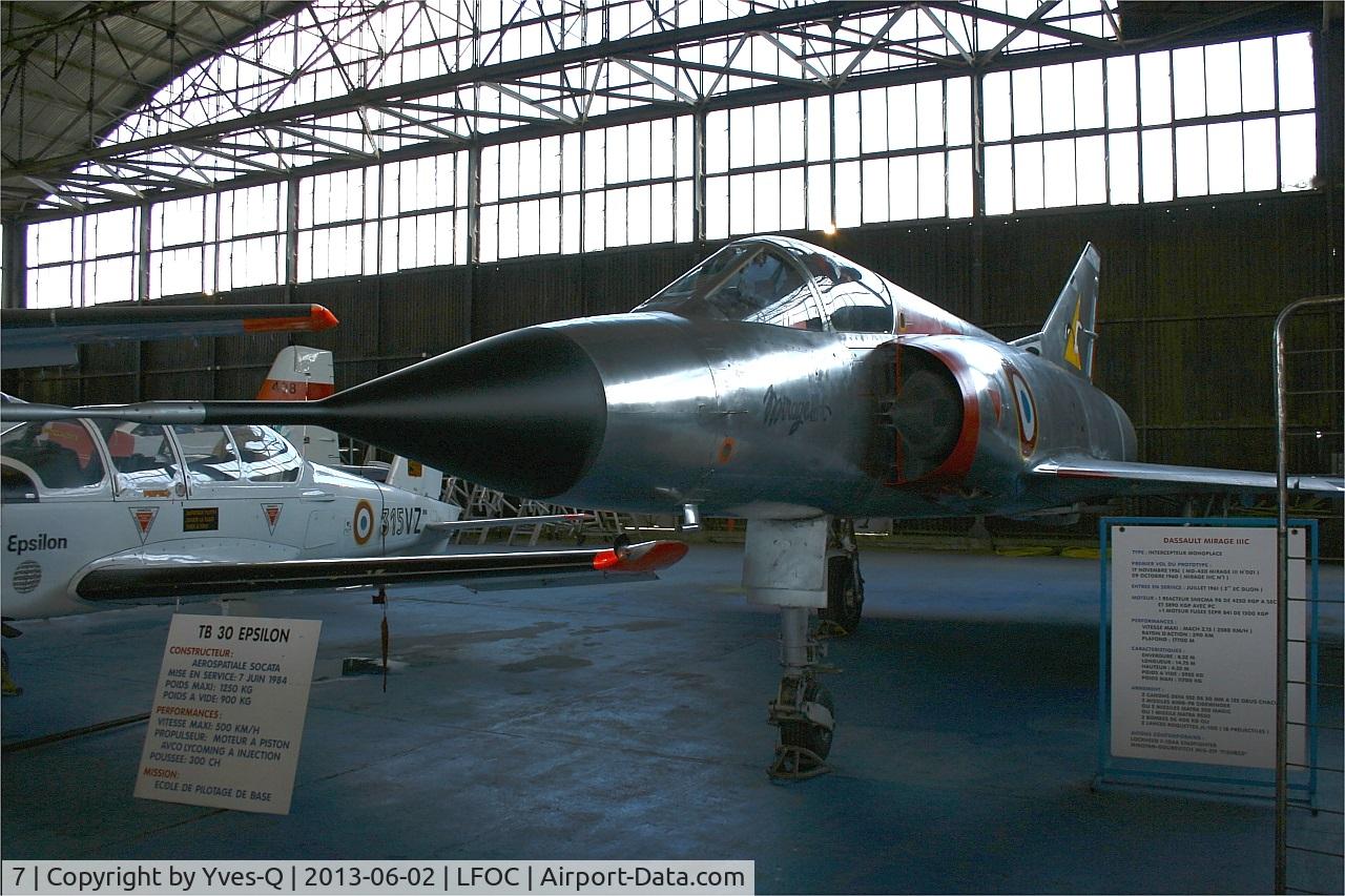 7, Dassault Mirage IIIC C/N 7, Dassault Mirage IIIC, preserved at Canopée Museum, Châteaudun Air Base (LFOC)