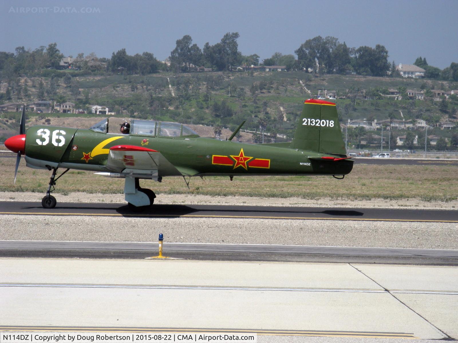N114DZ, 1967 Nanchang CJ-6A C/N 2132018, 1967 Nanchang China CJ-6A, Vedeneev (Ivchenko) M-14P upgrade, taxi to Rwy 26