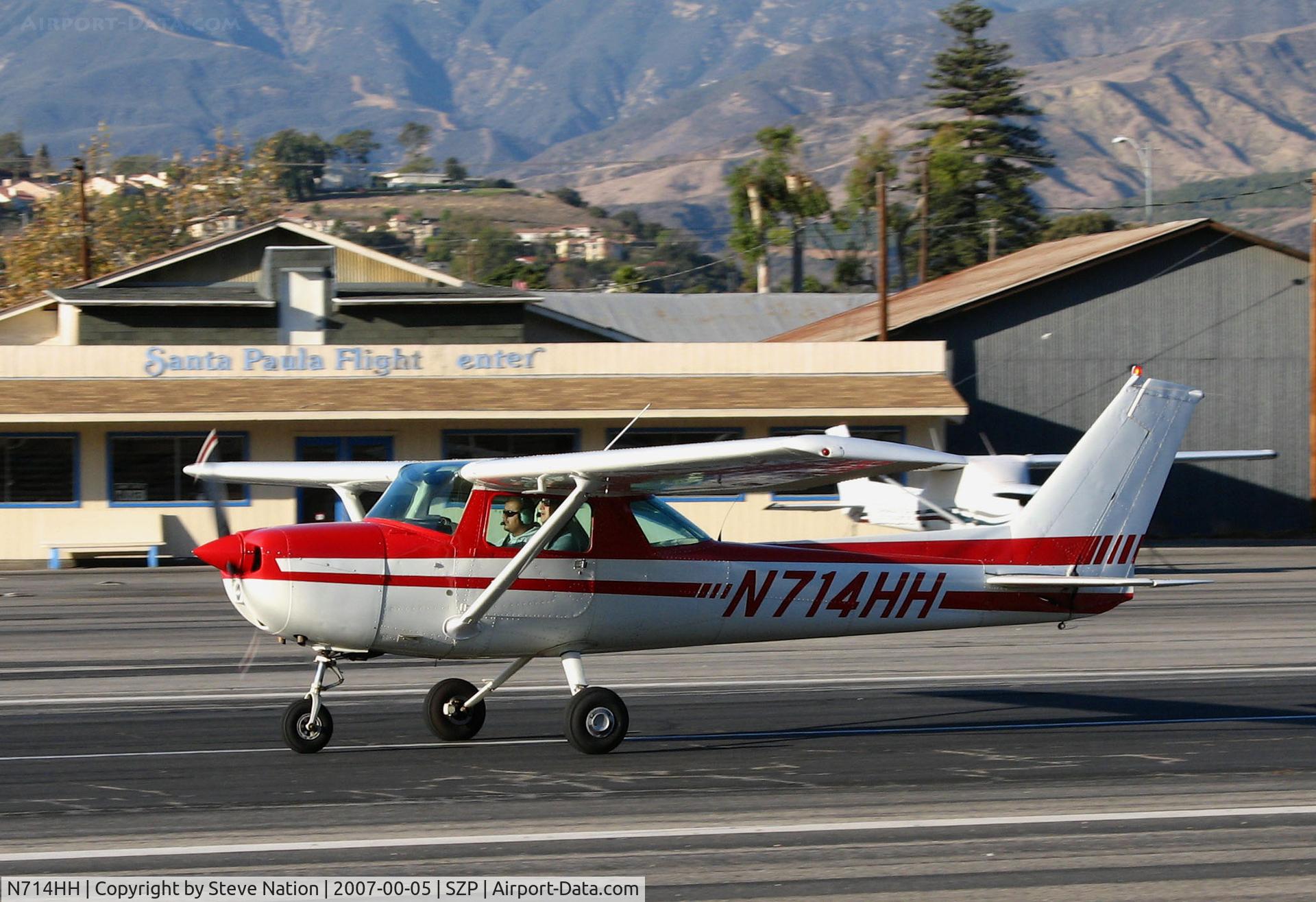 N714HH, 1977 Cessna 150M C/N 15079185, Locally-Based 1977 Cessna 150M taking off @ Santa Paula Airport, CA