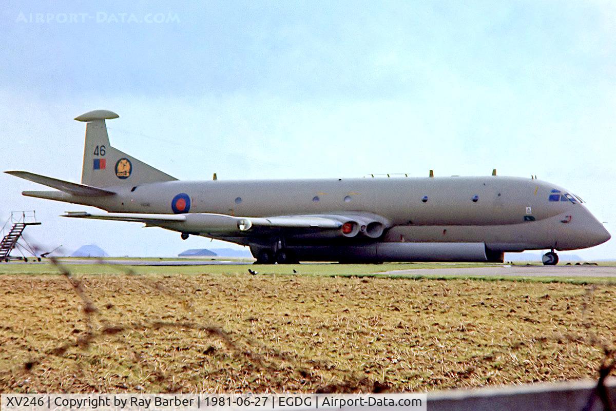 XV246, Hawker Siddeley Nimrod MR.2 C/N 8021, XV246   Hawker-Siddeley Nimrod MR.2 [8021] (Royal Air Force) RAF St Mawgan~G 27/06/1981