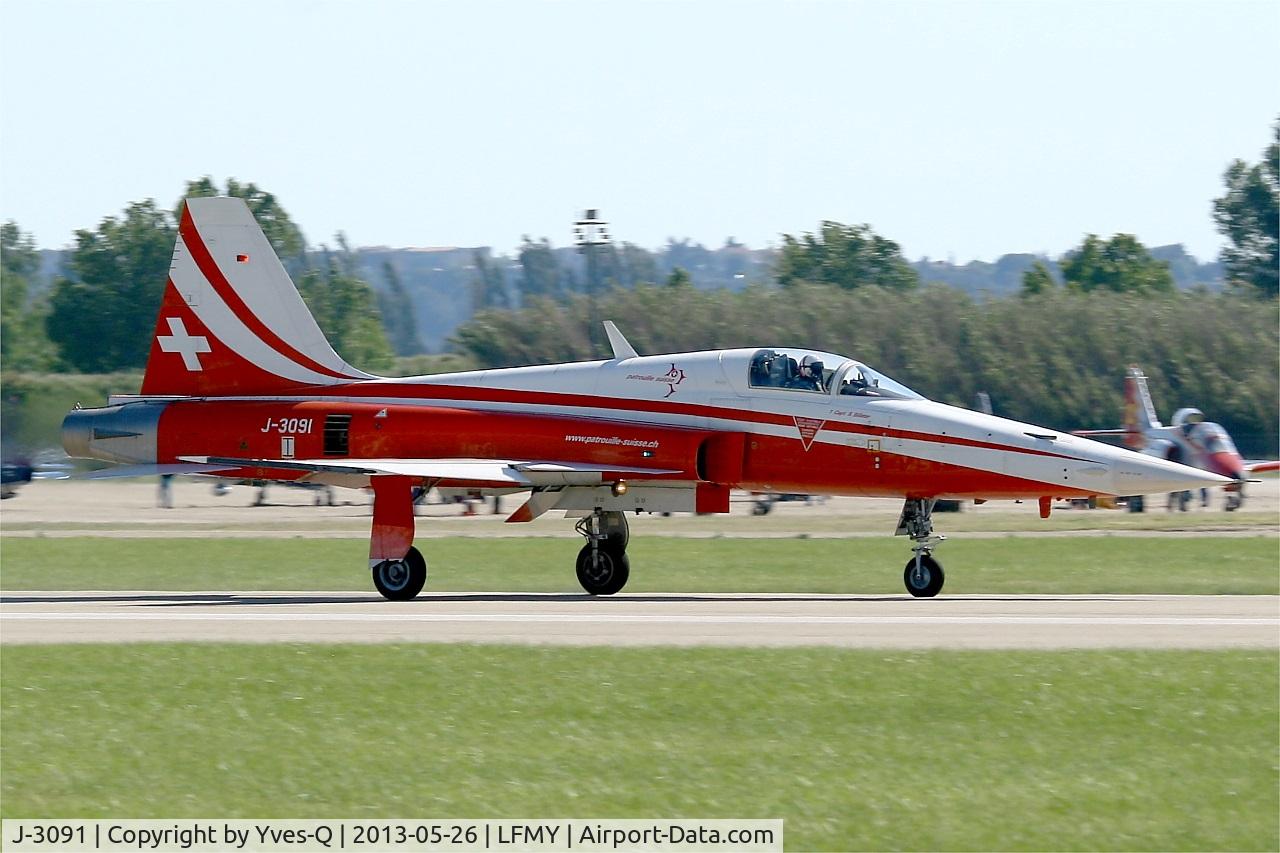 J-3091, Northrop F-5E Tiger II C/N L.1091, Swiss Air Force Northrop F-5E Tiger II, Landing rwy 34, Salon De Provence Air Base 701 (LFMY) Open day 2013