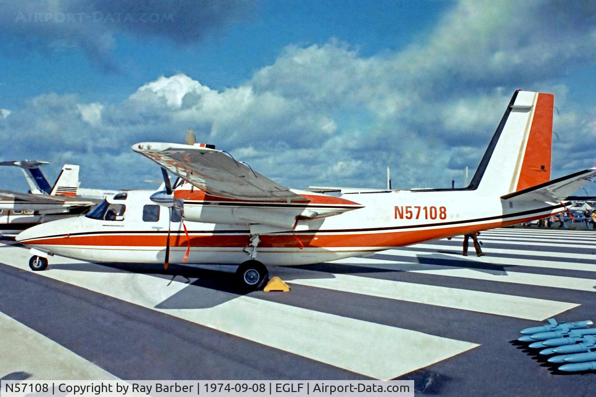N57108, 1973 Aero Commander 690A Turbo Commander C/N 11108, Rockwell Turbo Commander 690A [11108] Farnborough~G 08/09/1974, From a slide.