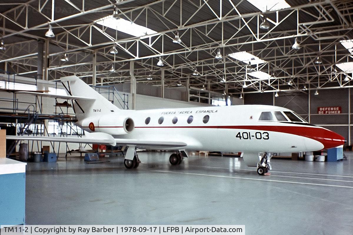 TM11-2, 1971 Dassault Falcon 20D C/N 222, Dassault Falcon 20D [222] (Spanish Air Force) Paris Le-Bourget~F 17/09/1978. From a slide.