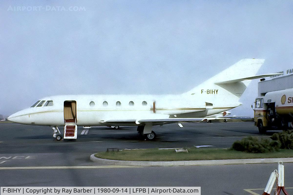 F-BIHY, 1968 Dassault Falcon (Mystere) 20C-5 C/N 141, Dassault Falcon 20C-5 [141] Paris Le-Bourget~F 14/09/1980. From a slide.