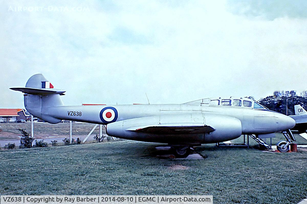 VZ638, 1949 Gloster Meteor T.7 C/N Not found G-JETM/VZ638, Gloster Meteor T.7 [Unknown] (Royal Air Force) Southend~G 03/07/1974. From a slide.