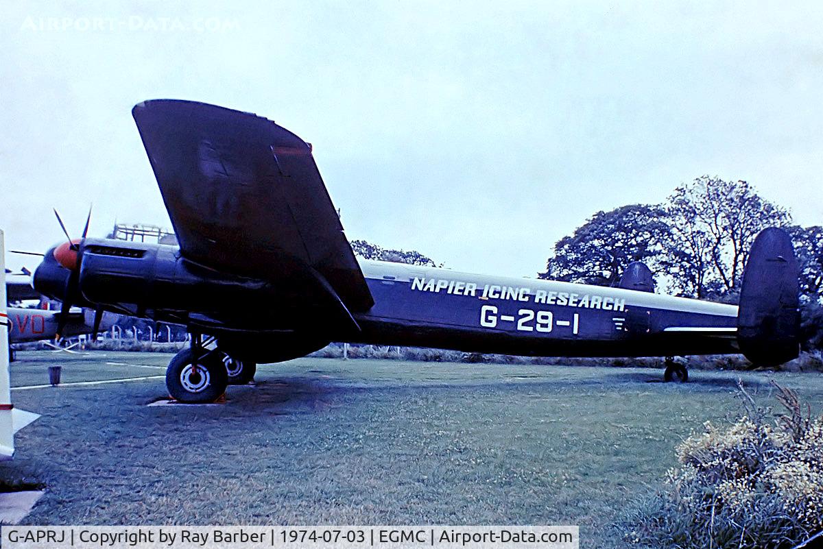G-APRJ, Avro 694 Lincoln B.2 C/N Not found G-APRJ, Avro Lincoln B.2 [Unknown) (D Napier & Son Ltd) Southend~G 03/07/1974. From a slide.
