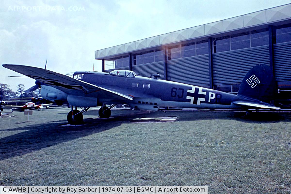 G-AWHB, 1951 CASA 2-111D C/N 167, G-AWHB   CASA 2-111B [167] Southend~G 03/07/1974. From a slide. Wears false marks of 6J+PR.
