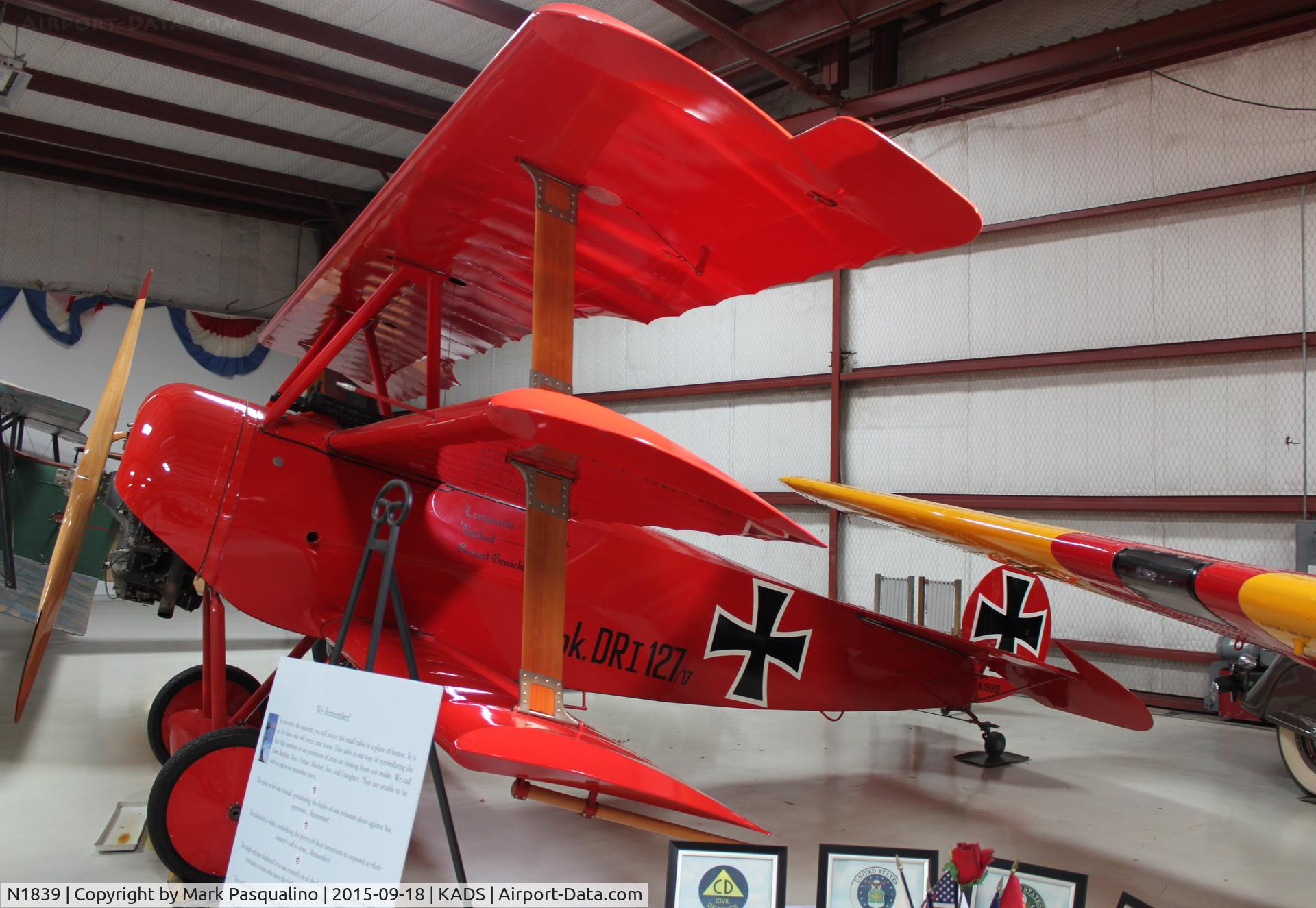 N1839, 1980 Fokker Dr.1 Triplane Replica C/N 1839, Fokker Dr.1 Replica