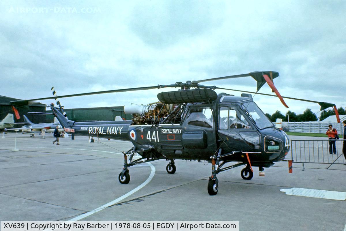 XV639, 1969 Westland Wasp HAS.1 C/N F9734, Westland Wasp HAS.1 [F.9734] (Royal Navy) RNAS Yeovilton~G 05/08/1978. From a slide.