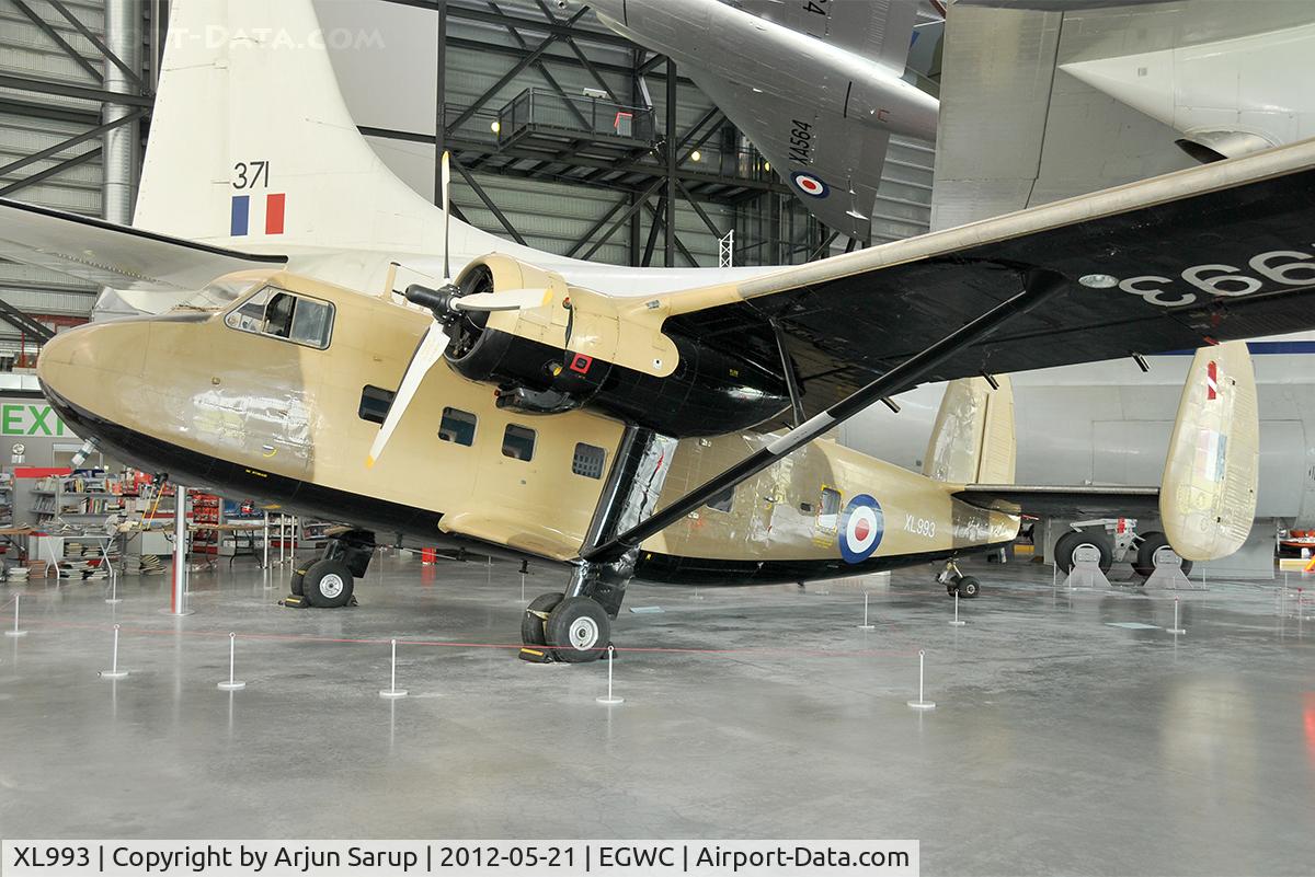 XL993, 1958 Scottish Aviation Twin Pioneer CC.1 C/N 528, On display at RAF Museum Cosford. This aircraft served in Aden and Bahrain.