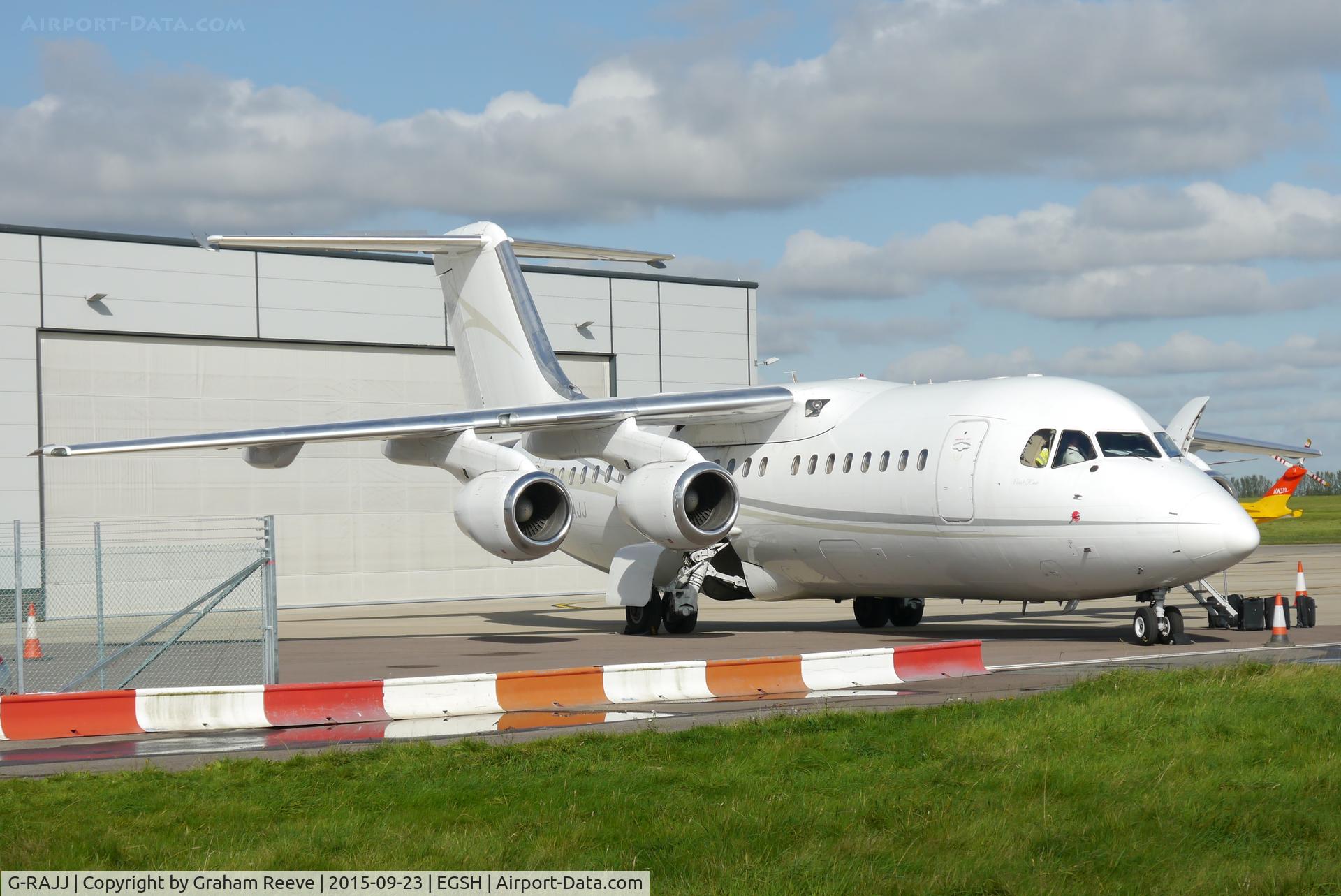 G-RAJJ, 1988 British Aerospace BAe.146-200 C/N E2108, Parked at Norwich.