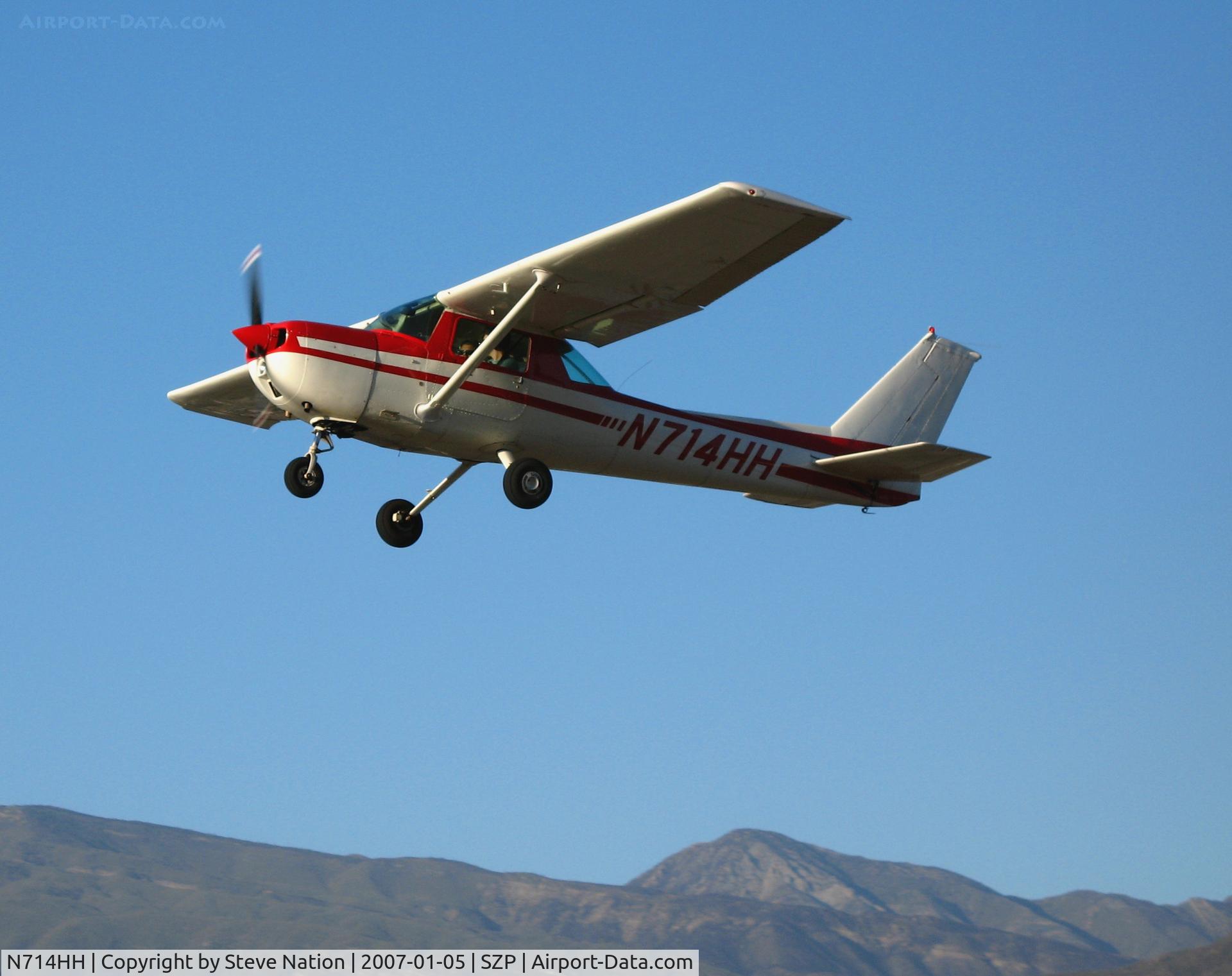 N714HH, 1977 Cessna 150M C/N 15079185, 1977 Cessna 150M climbing out @ Santa Paula Airport, CA